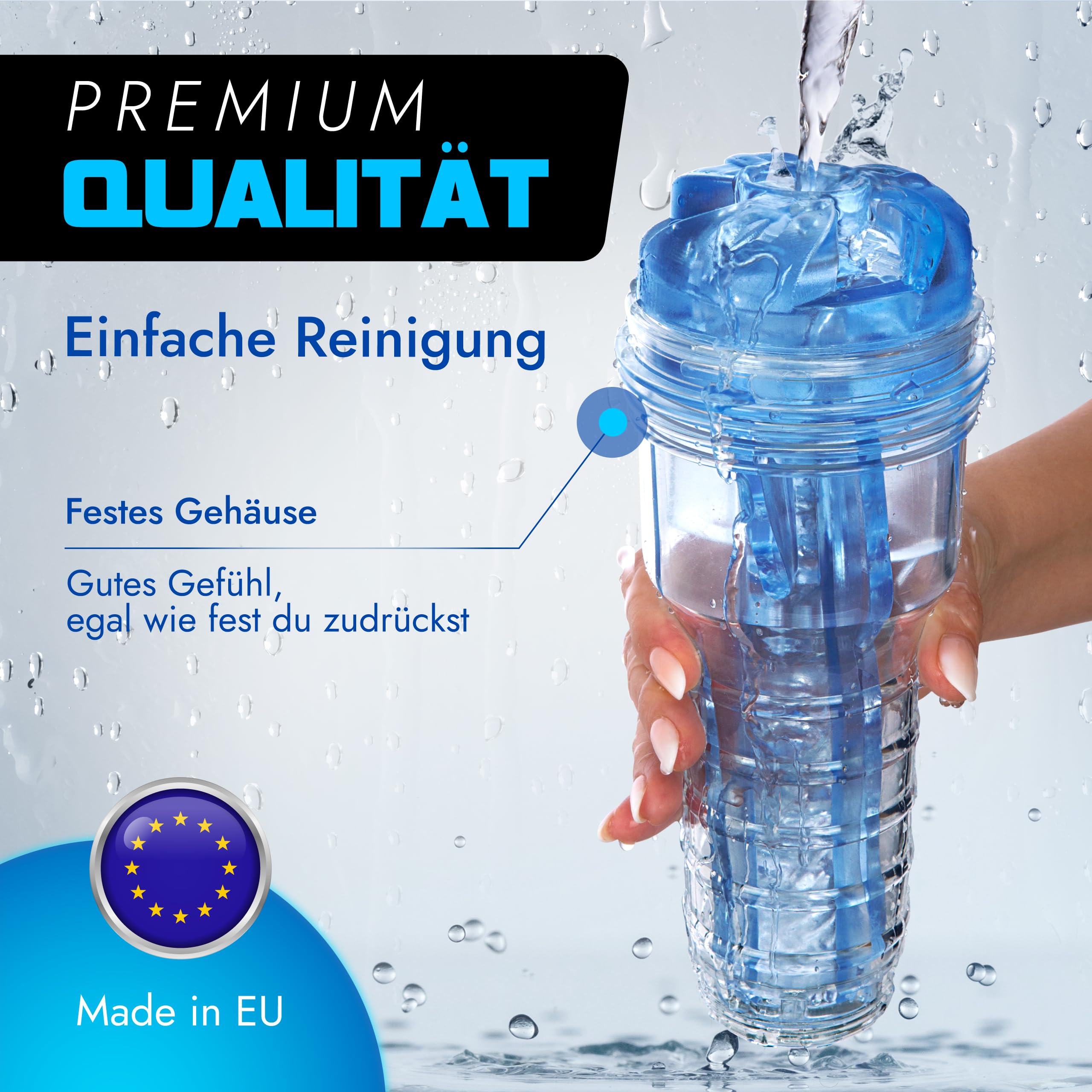 Fleshlight Turbo Thrust Blue Ice - masturbatore SuperSkin discreto, sex toy estremamente realistico