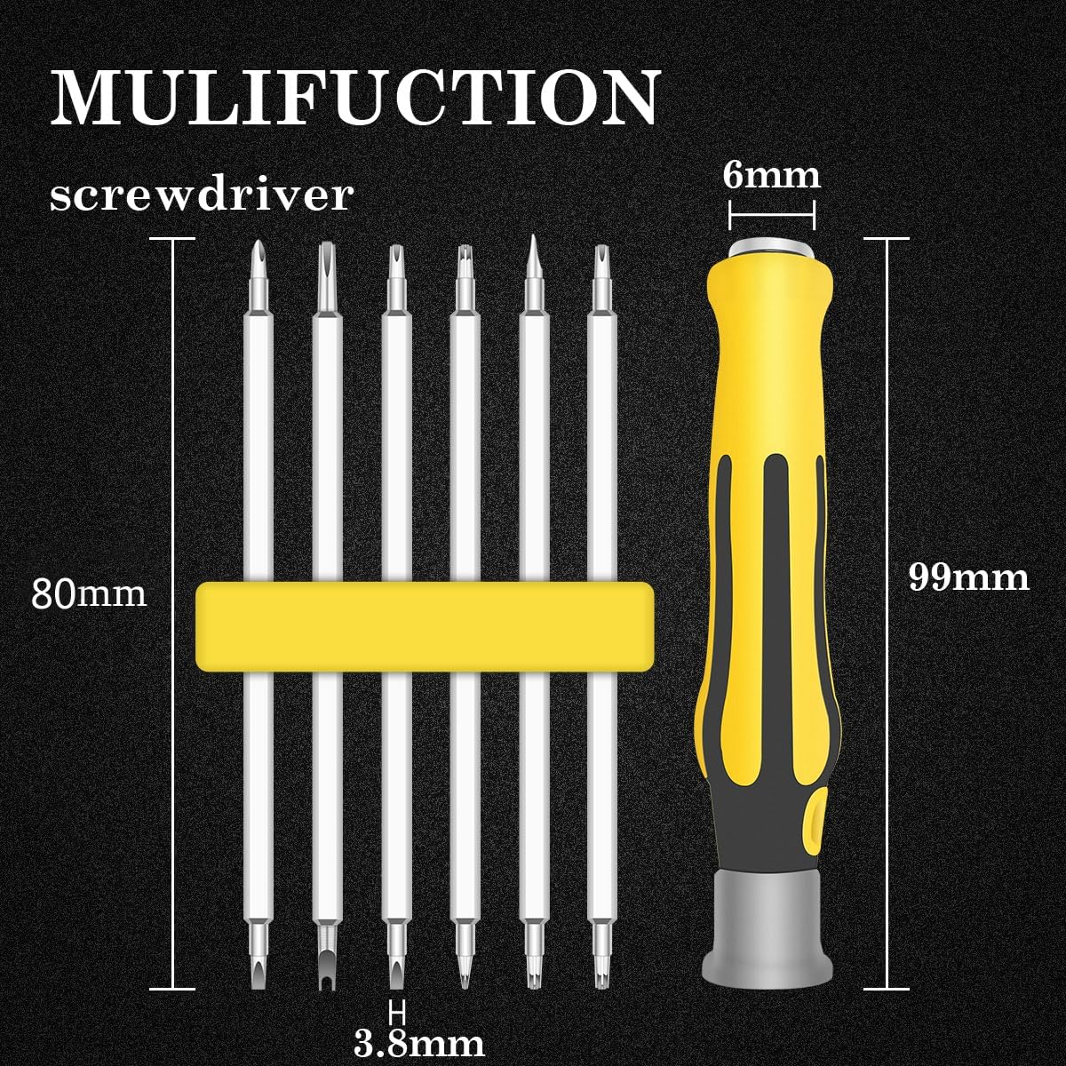 Premium 6-In-1 Mini Screwdrivers Set, Small Screwdriver Sets, Multipurpose Turn Screw, Household Small Driver, Detachable Handle, Alloy Steel Material, SH-083, 12 Sizes by NOSHY