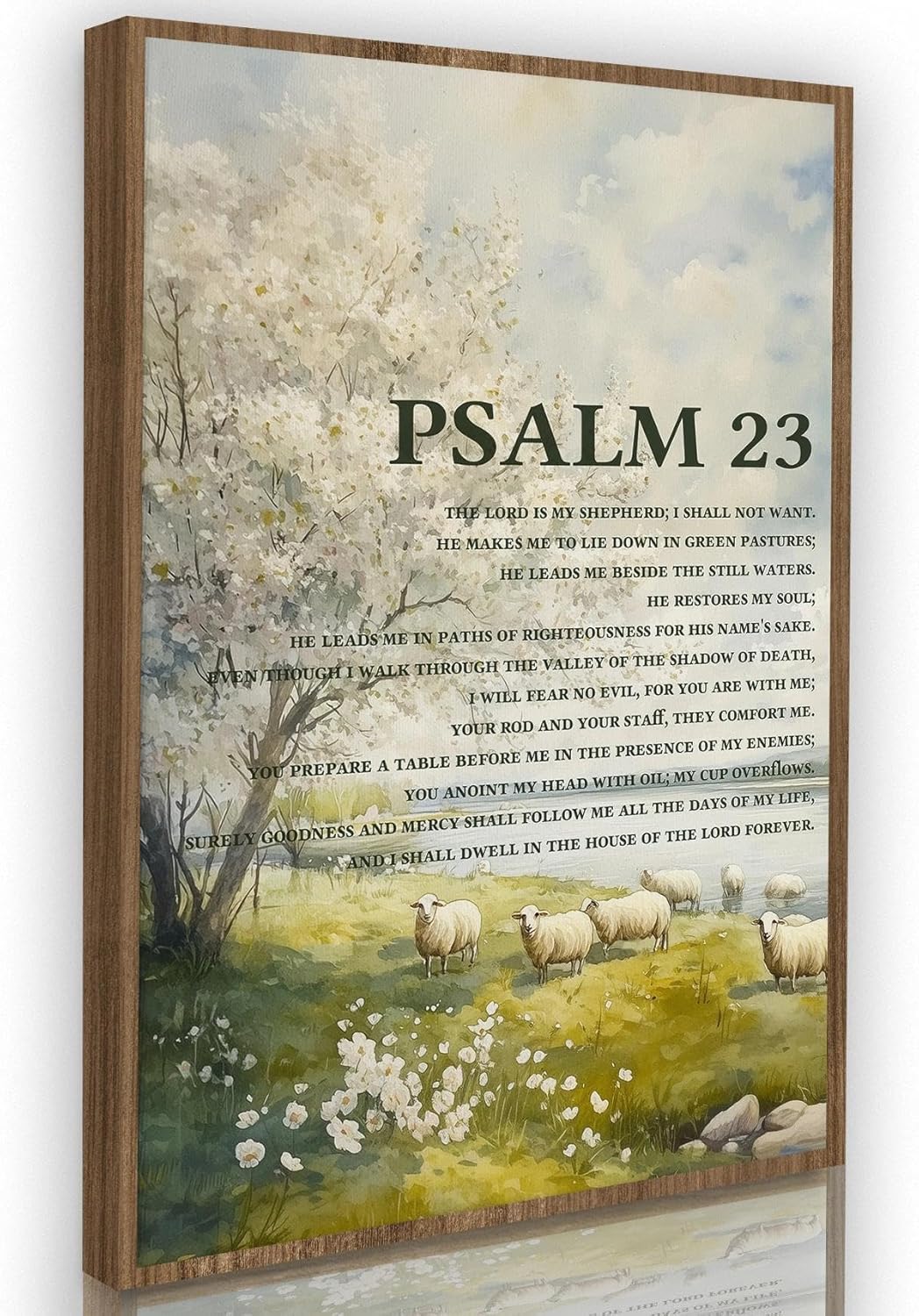Nitelat Christian Framed Wall Art, Psalm 23 Bible Verses Canvas Wall Art Decor for Home Bedroom Living Room Church, Farmhouse Rustic Lamb Religious Scripture Canvas Pictures for Wall Decor, 11x14 Inch