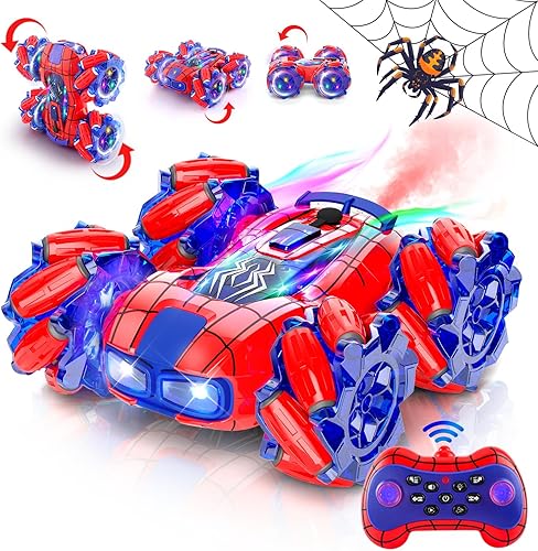 Spider Remote Control Car 4WD with 360° Rotating Drift Stunt Rc Cars | 2.4GHz Remote Control with Cool Headlights,All-Terrain Off-Road Toy for Kids Ages 4-7 8-10 10-13 for Kids