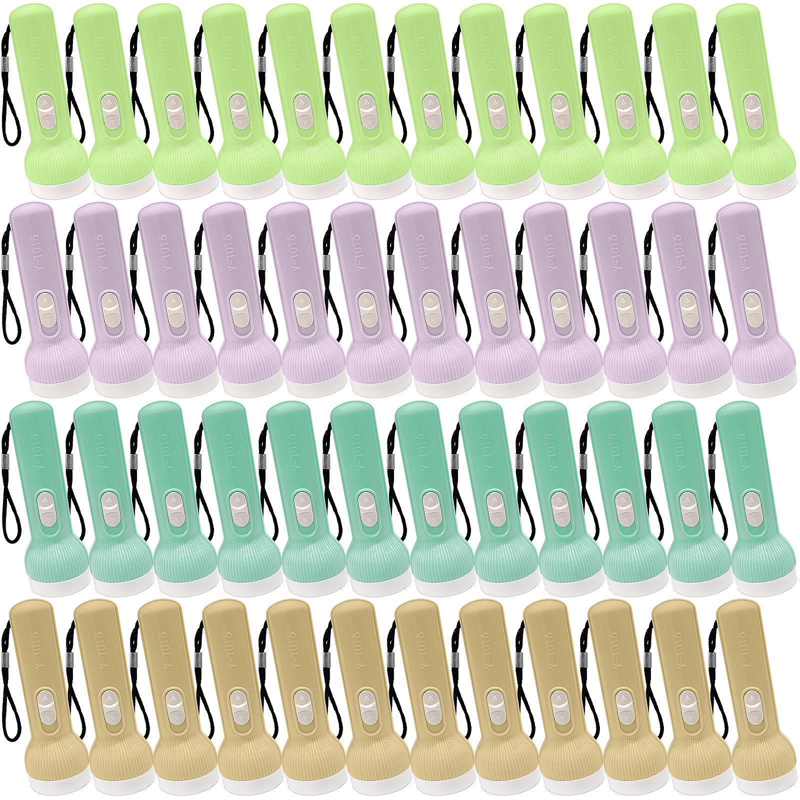 GSXIAOLULU 50Pcs Mini Flashlight Set,Small Multicolor LED Flashlights with Lanyard Compact Plastic Torch for Kids Night Reading Party Camping