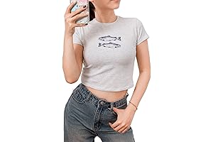 Fish Y2K Baby Tee Graphic - Oceancore Seafood Teenage Girl 90s Style...