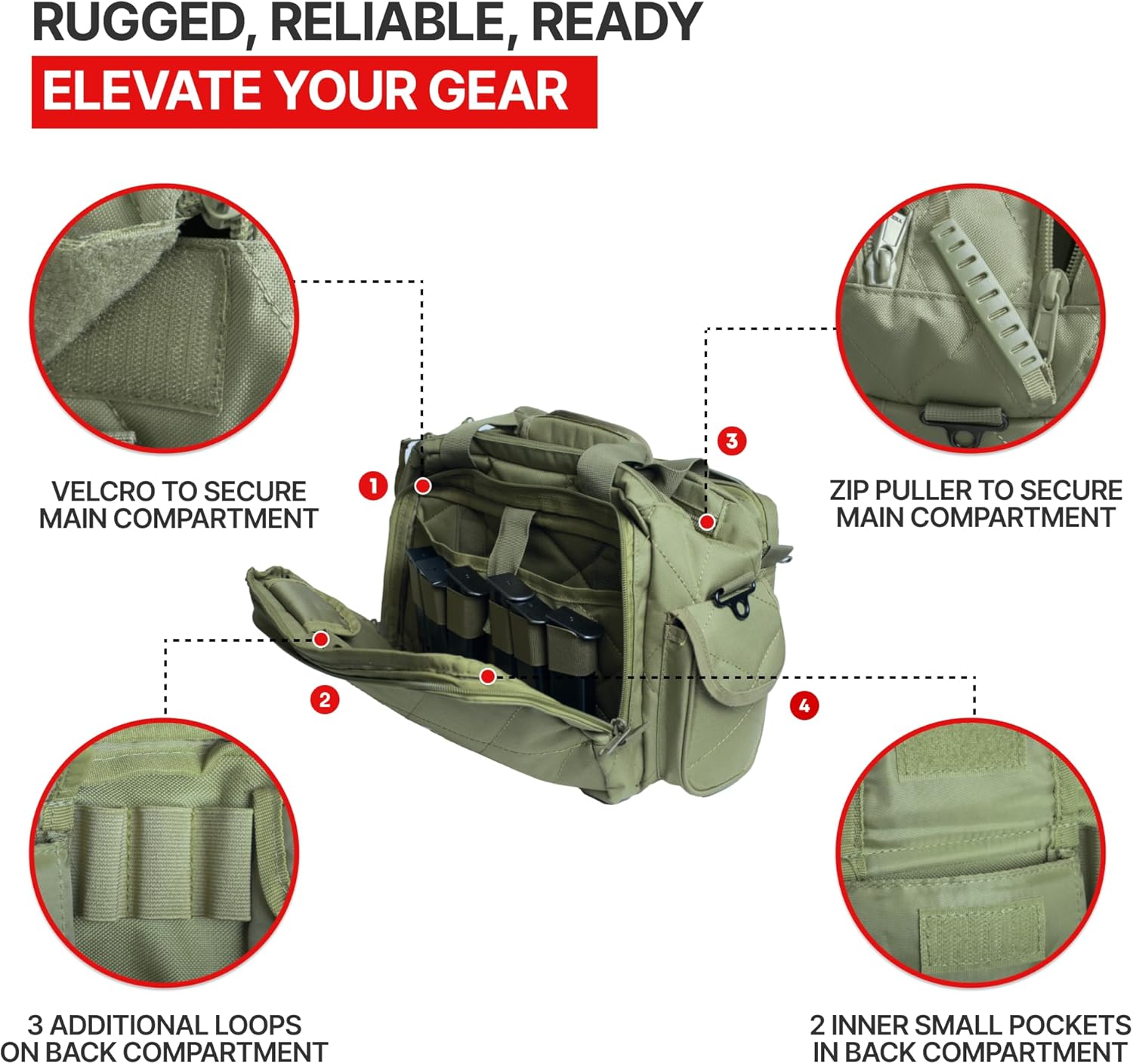 Range Bag for Handguns and Ammo & Magazine Pouch for Single and Double Stack Mags Bundle