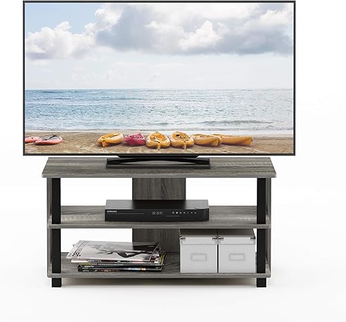 Miniatura 17 de Furinno Beginning - Soporte para TV, color gris roble francés, 15.59 x 35.04 x 21.65 pulgadas Americano/acero inoxidable,Espresso,Espresso /