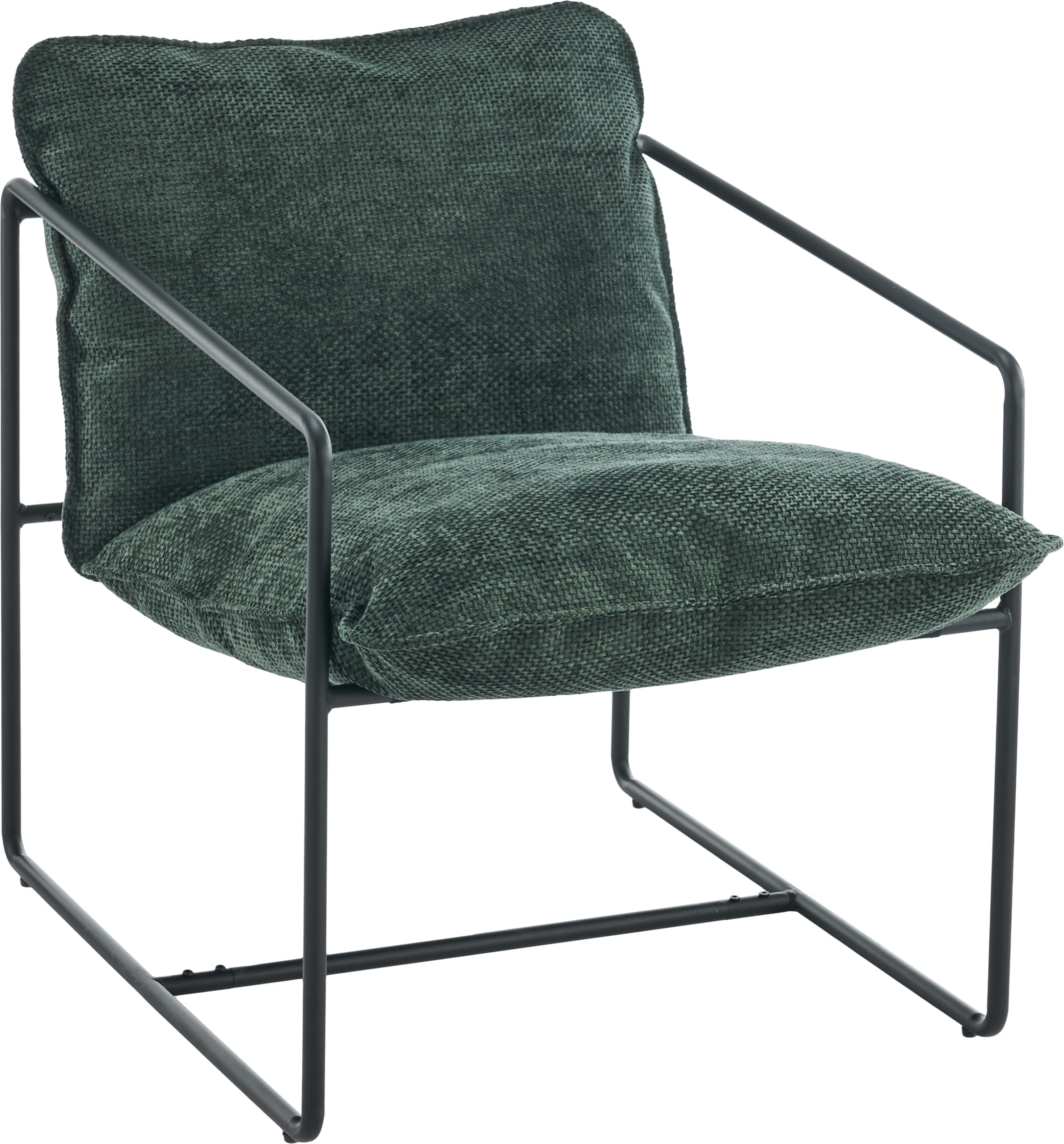 Seconique Accent Chair - Green Fabric - Black Metal Frame