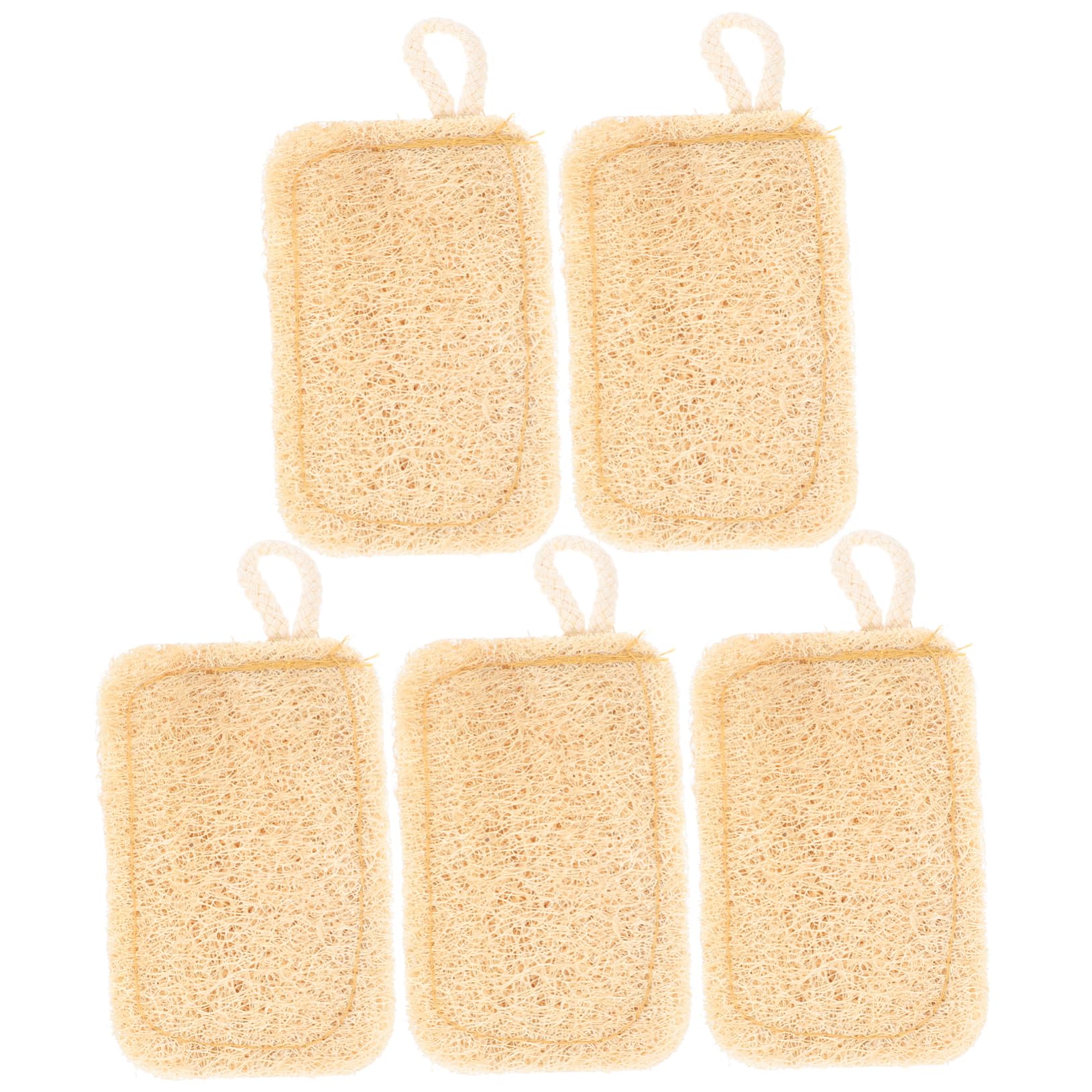 SOLUSTRE 5pcs Natural Loofah Dish Washing Brushes Scrubber Brushes for Cleaning Dishes Pots Cups Reusable Kitchen Scrubbers for Dishes