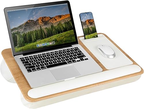 Miniatura 19 de LAPGEAR Escritorio de regazo Home Office Pro con reposamuñecas, alfombrilla para ratón y soporte para teléfono - Carbón Negro - Se adapta a Negro