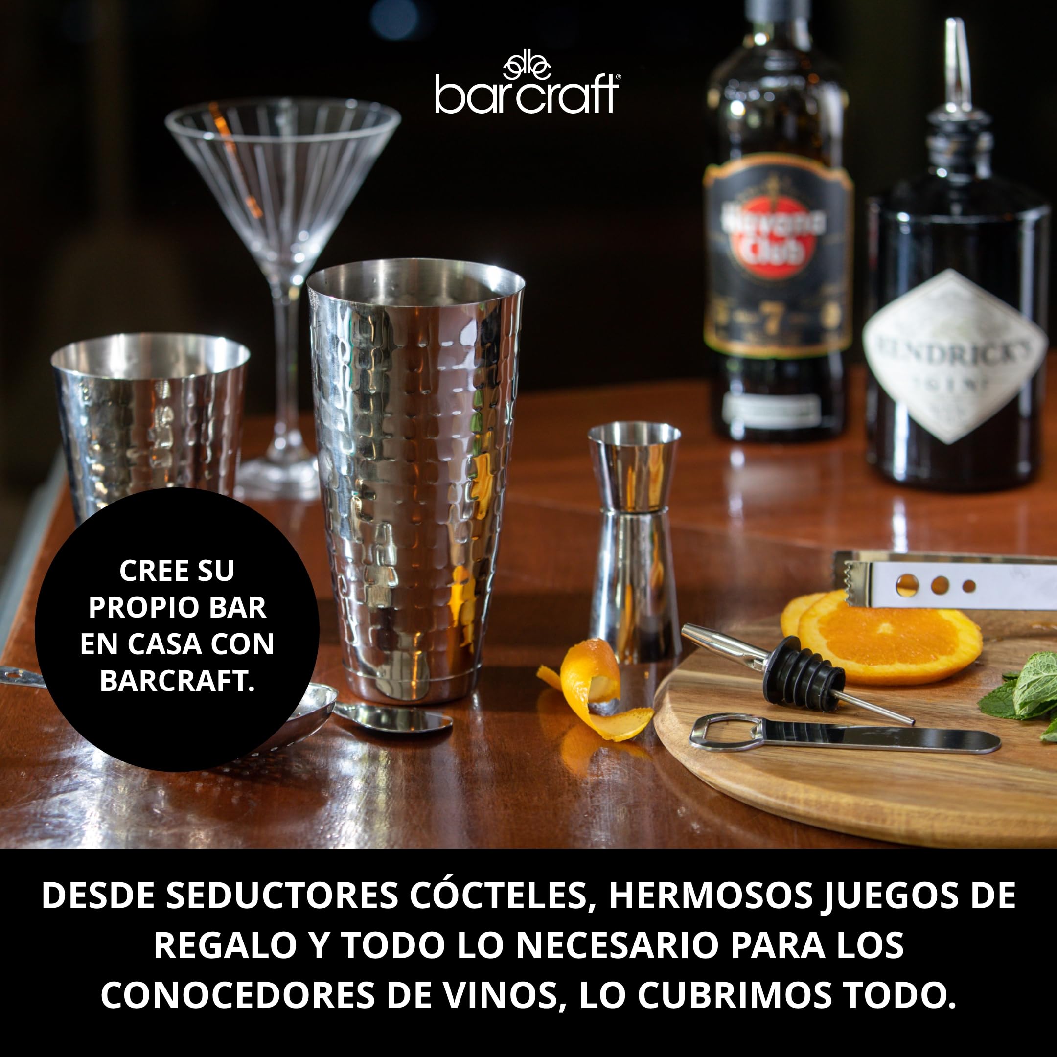BarCraft Cubo de Champán de Acero Inoxidable Martillado, Enfriador de Cerveza, Bebidas y Vino, 37x25cm, Regalo Etiquetado