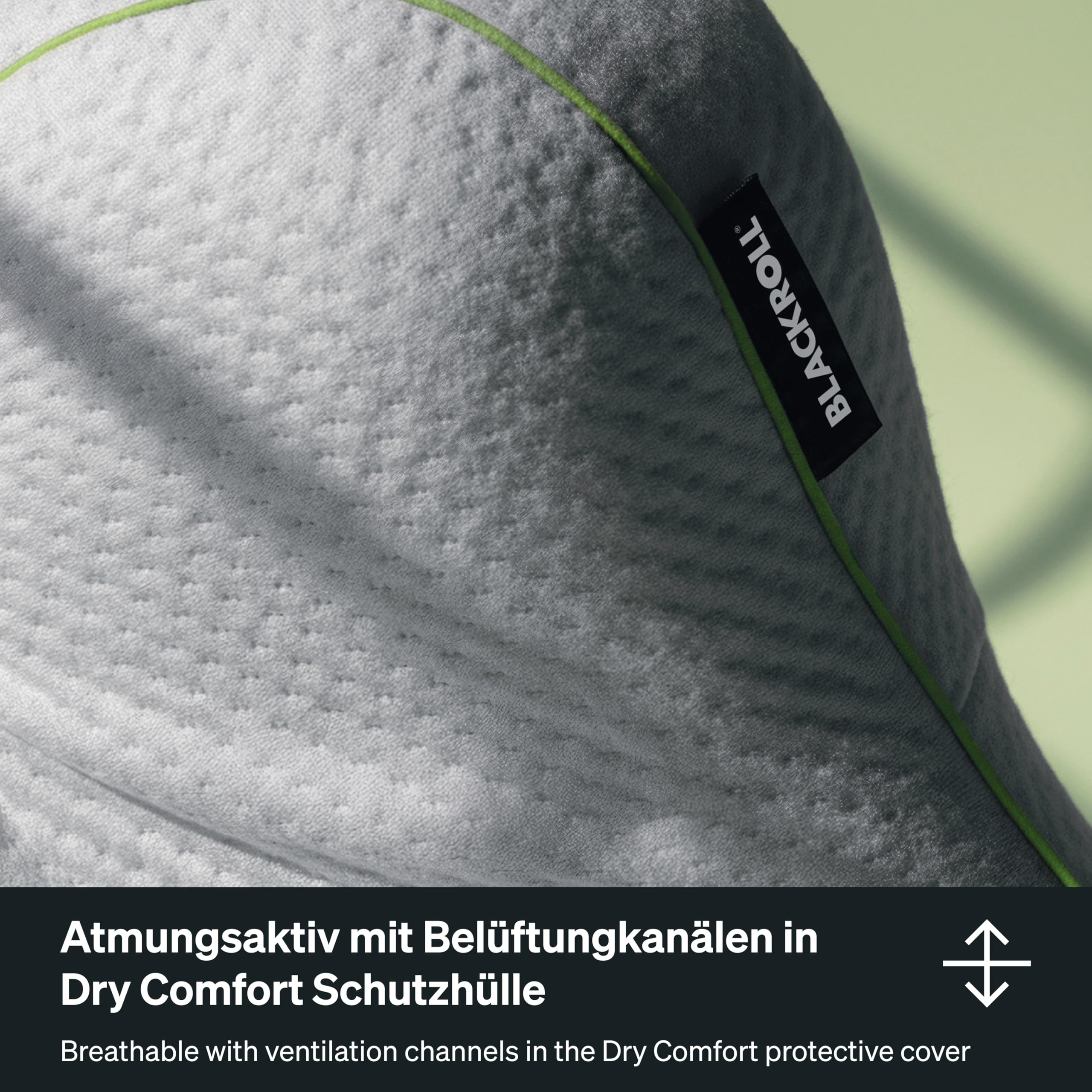 BLACKROLL® Recovery Pillow Plus (60x40 cm) – Höhenverstellbares ergonomisches Nackenkissen (6–13 cm) aus Memory Foam, für Seiten-, Rücken- & Bauchschläfer, Made in Germany