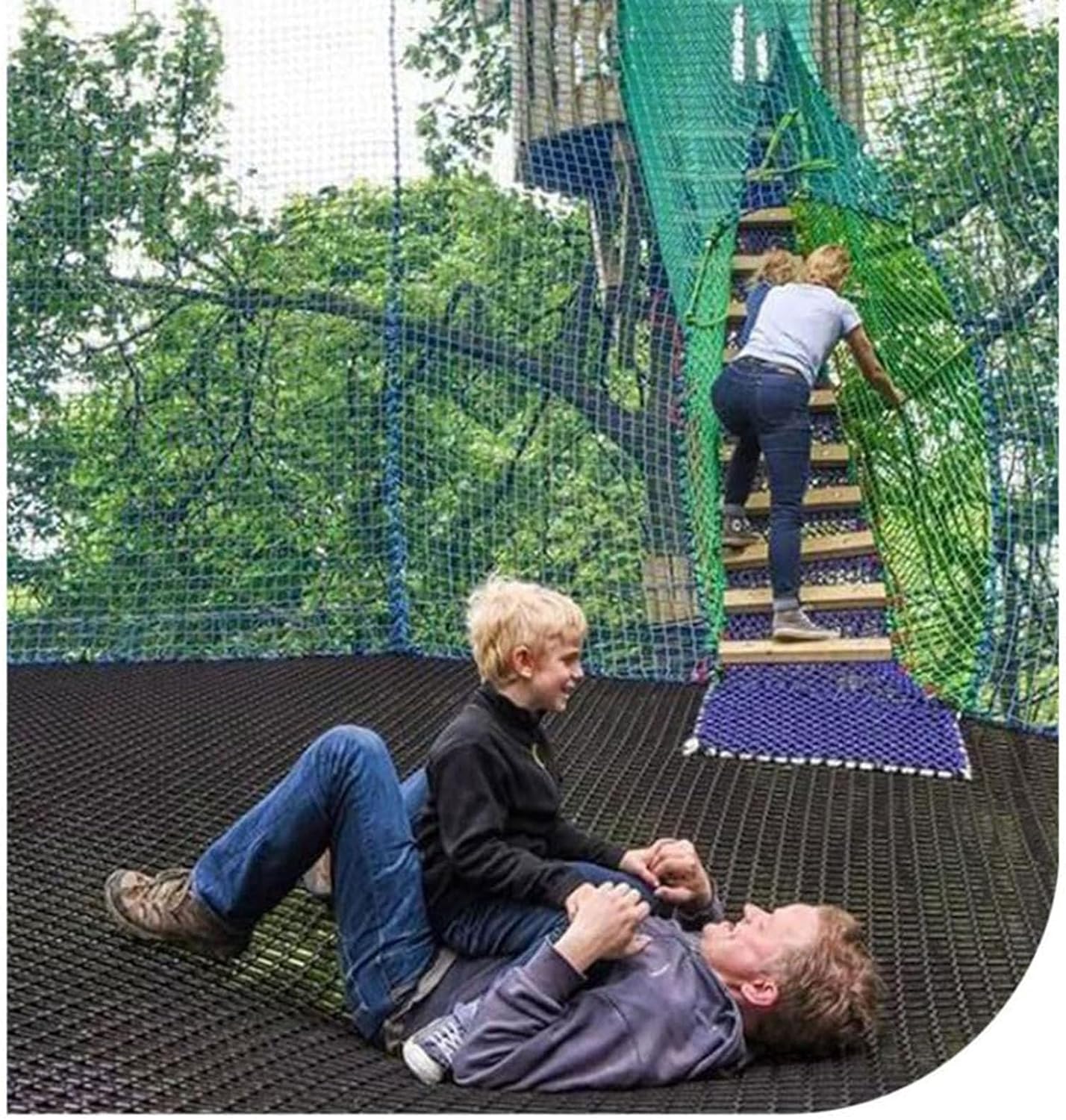 Climbing Cargo Net,5cm/4mm Black Square Hole Net Double Layers Playground Safety Net Polyester Kids Climbing Rope Bridge,1MX7M(3.3X23FT)