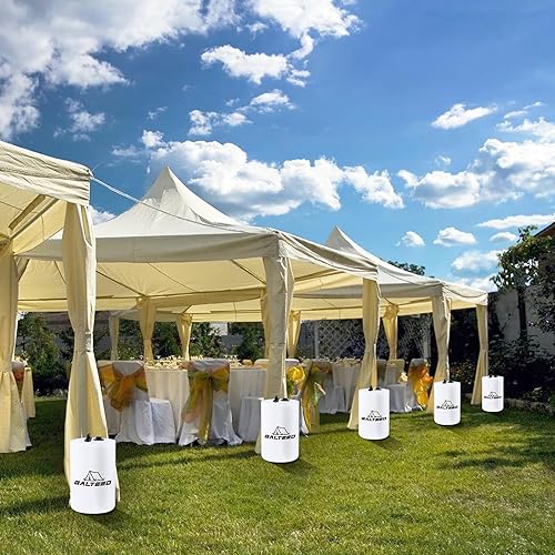 Miniatura 8 de Bolsa de peso de agua para toldo, 88 libras, juego de 4 pesas para patas para toldo desplegable, toldos, tienda de campaña, cenador, color blanco