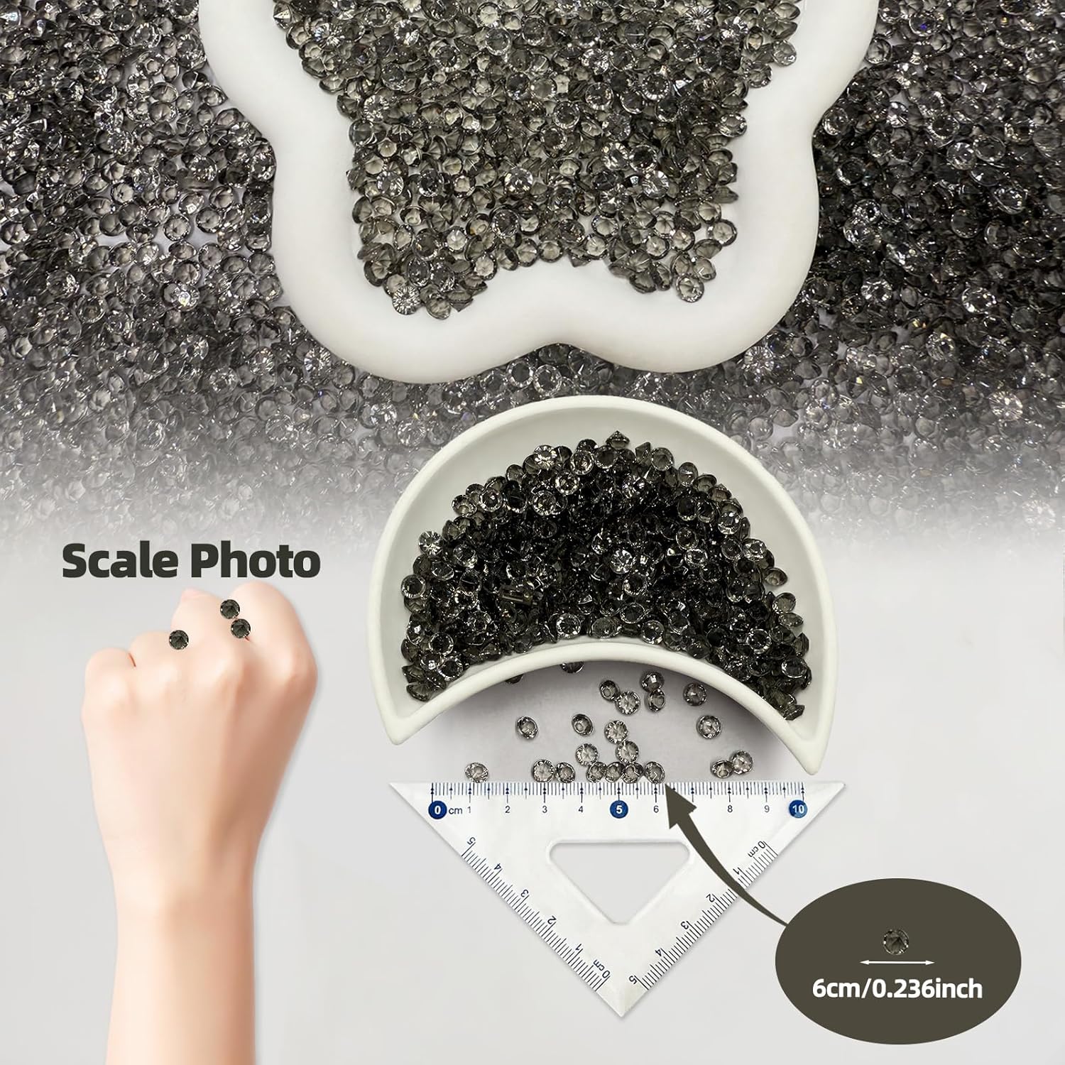 2000 pcs/Pack Wedding Table Scatter Confetti Crystals Acrylic Diamonds 8 mm Rhinestones for Wedding, Bridal Shower, Vase Beads Decorations (8mm, Light Gray) - Image 2