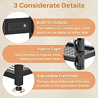 Vista 5 de Ecoprsio Entryway Table with Outlets and USB Ports, Console Table with 2 Drawers, Small Sofa Table with Storage Shelves for Living Room, Couch, Negro