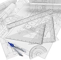 Vista 7 de Coopay Juego de reglas de plástico para herramientas de geometría matemática de 12 pulgadas, incluye regla recta, regla triangular, transportador