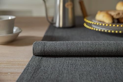 Miniatura 5 de ZeeMart Camino de mesa estilo arpillera de 60 pulgadas de largo, camino de mesa de comedor tejido rústico gris para uso diario, 14 x 60 pulgadas,