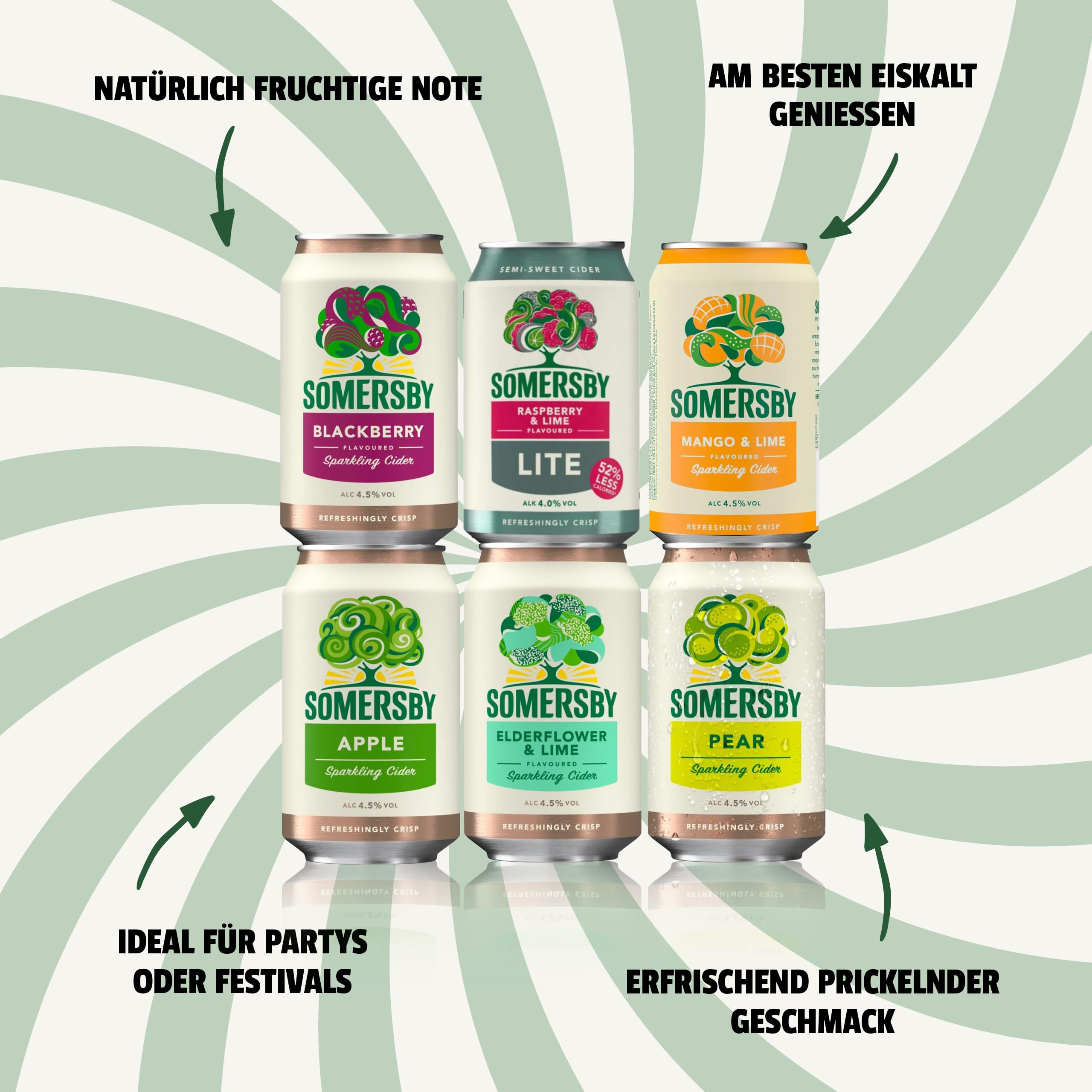 Somersby 72 x 0,33 L Fruchtiger Cidre 4,5% Vol. XXL Fruit Cider Set Einwegdosen