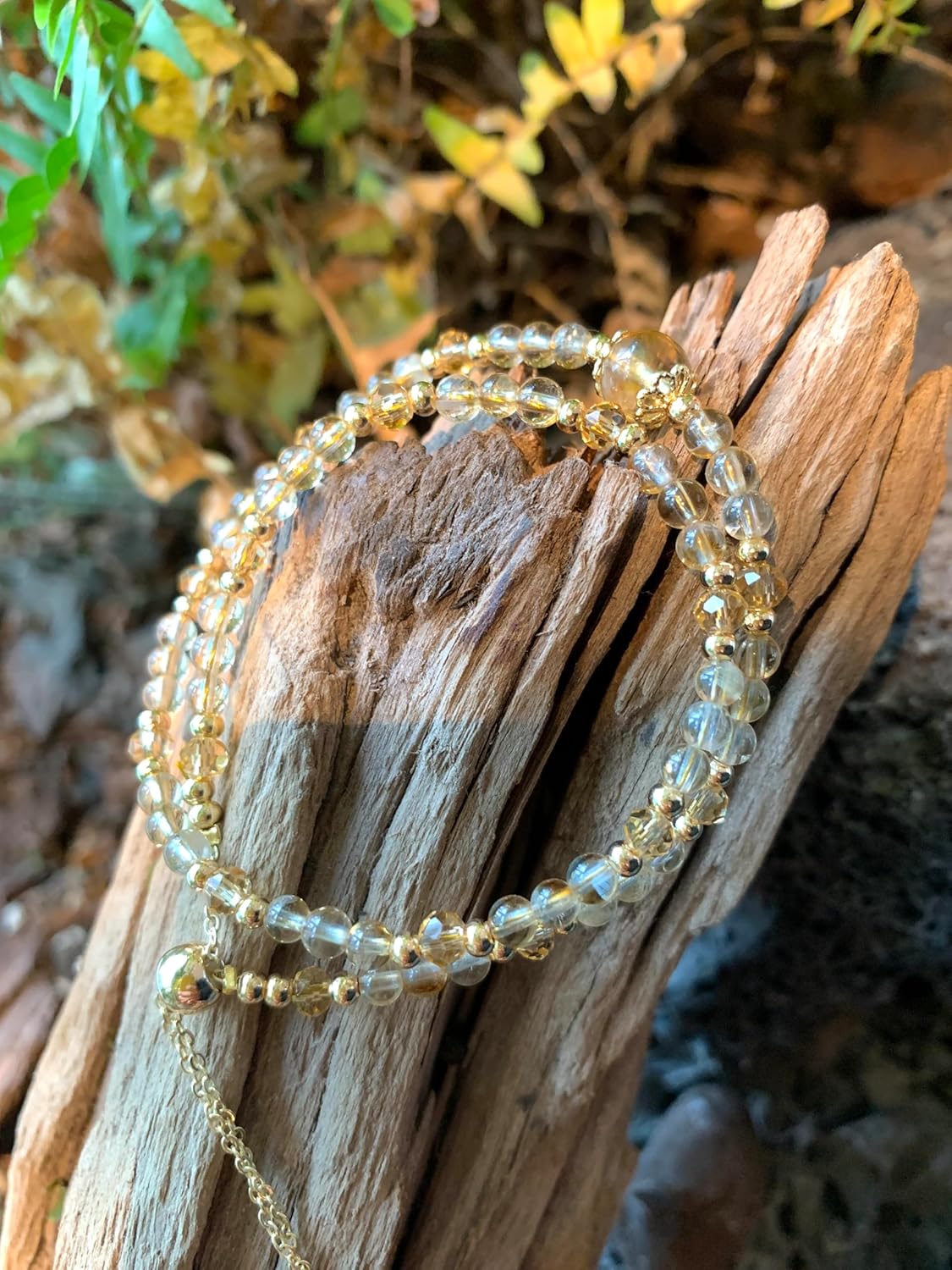 Handmade Genuine Citrine Crystal Beads Double Layered 14k Gold Filled Wire Bracelet, Birthstone Chakra Healing Gemstone Crystal Adjustable Bangle Cuff Jewelry Gift for Women - Image 8