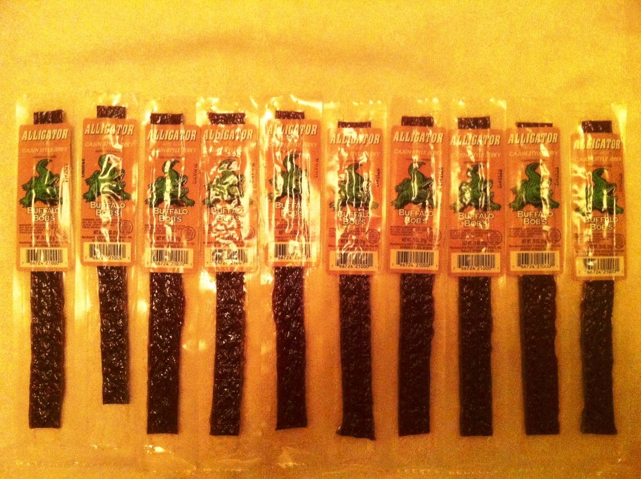 Buffalo Bob's Wild Game Meat Snack - Alligator Cajun Jerky 10 Pack