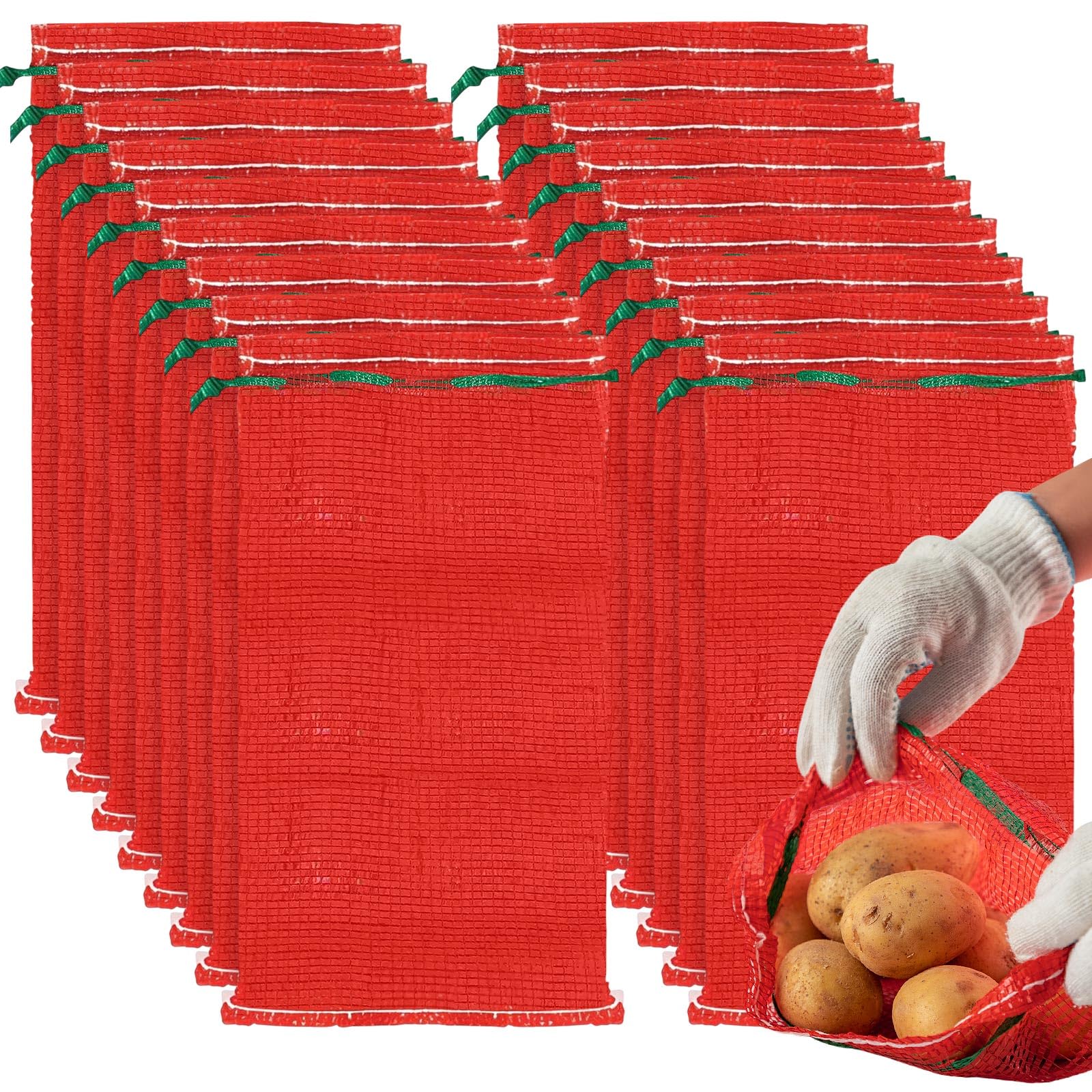 AYZTKUX 50 Pack Onion Bags Mesh, 10 lb 11” x 20” Potato Bags for Storage, Breathable Mesh Produce Bag with Drawstring, Reusable Onion Vegetable