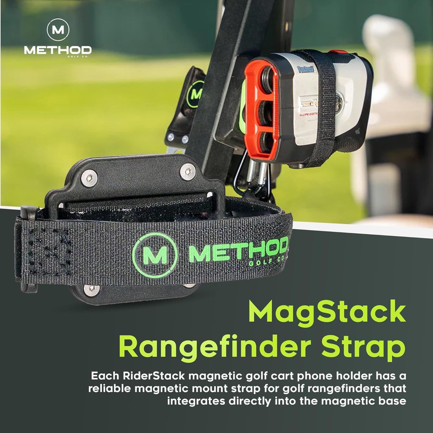 Method Golf RiderStack Tour Pack – Magnetic Golf Cart Phone Holder & Gear Hub with Magnetic Rangefinder Strap, Towel, Club Brush – Premium Accessories, Fits EZGO, Club Car & Yamaha