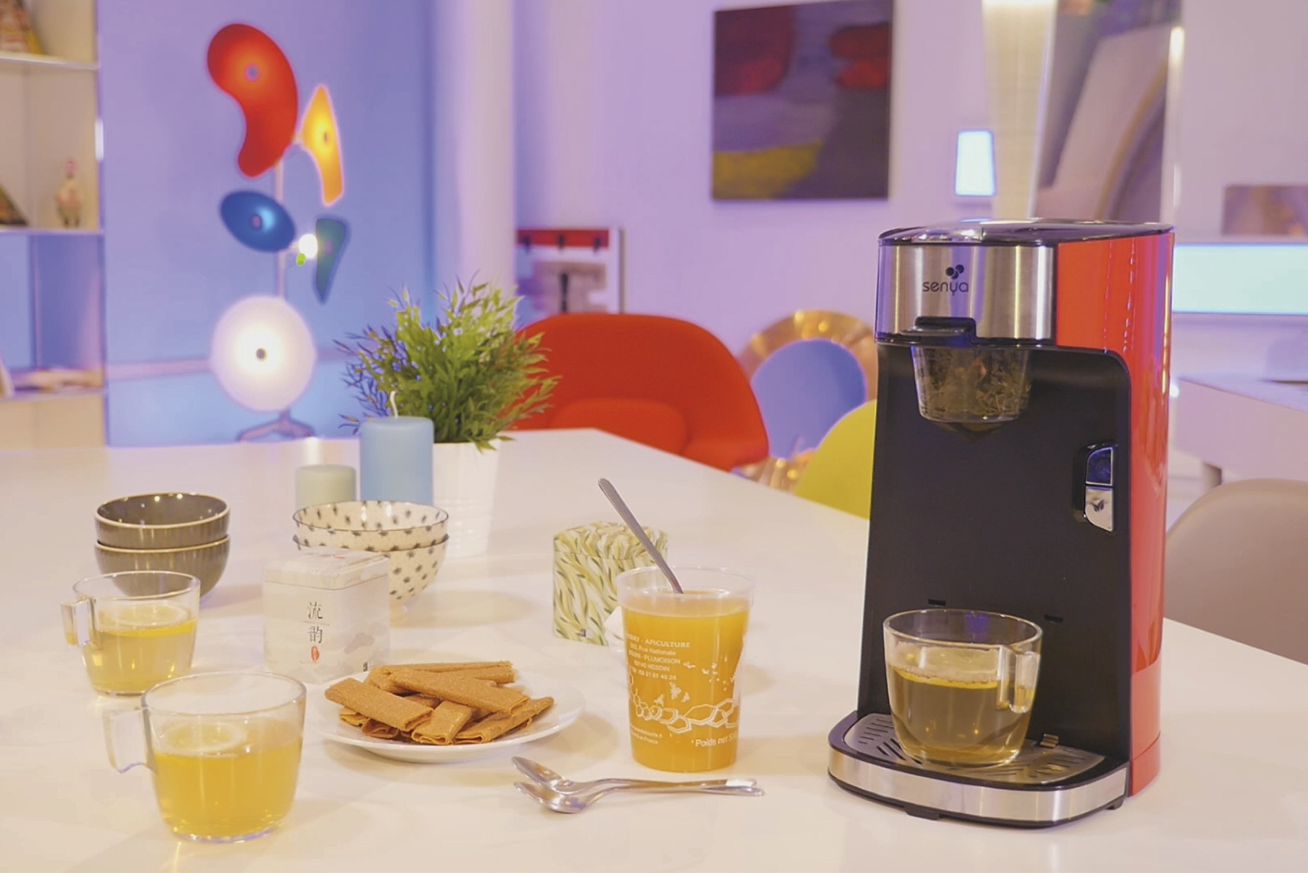 Senya Máquina de Té Tea Time, Tetera Eléctrica Compatible Con Té Suelto O En Bolsita, Roja