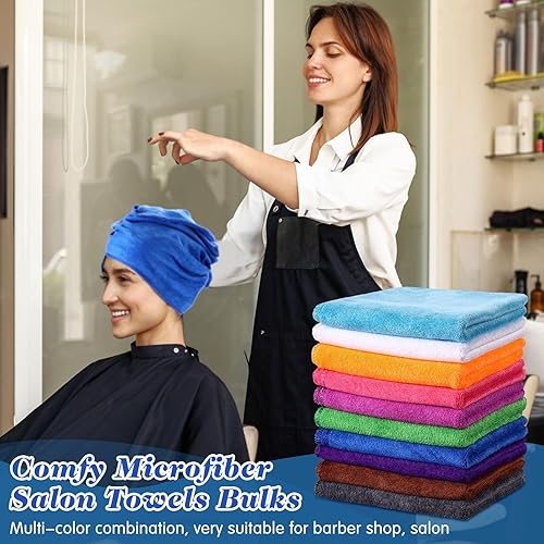 Miniatura 4 de Preboun 100 toallas de salón a prueba de blanqueador, toallas de microfibra a granel, resistentes a la decoloración, sin pelusas, toallas de mano