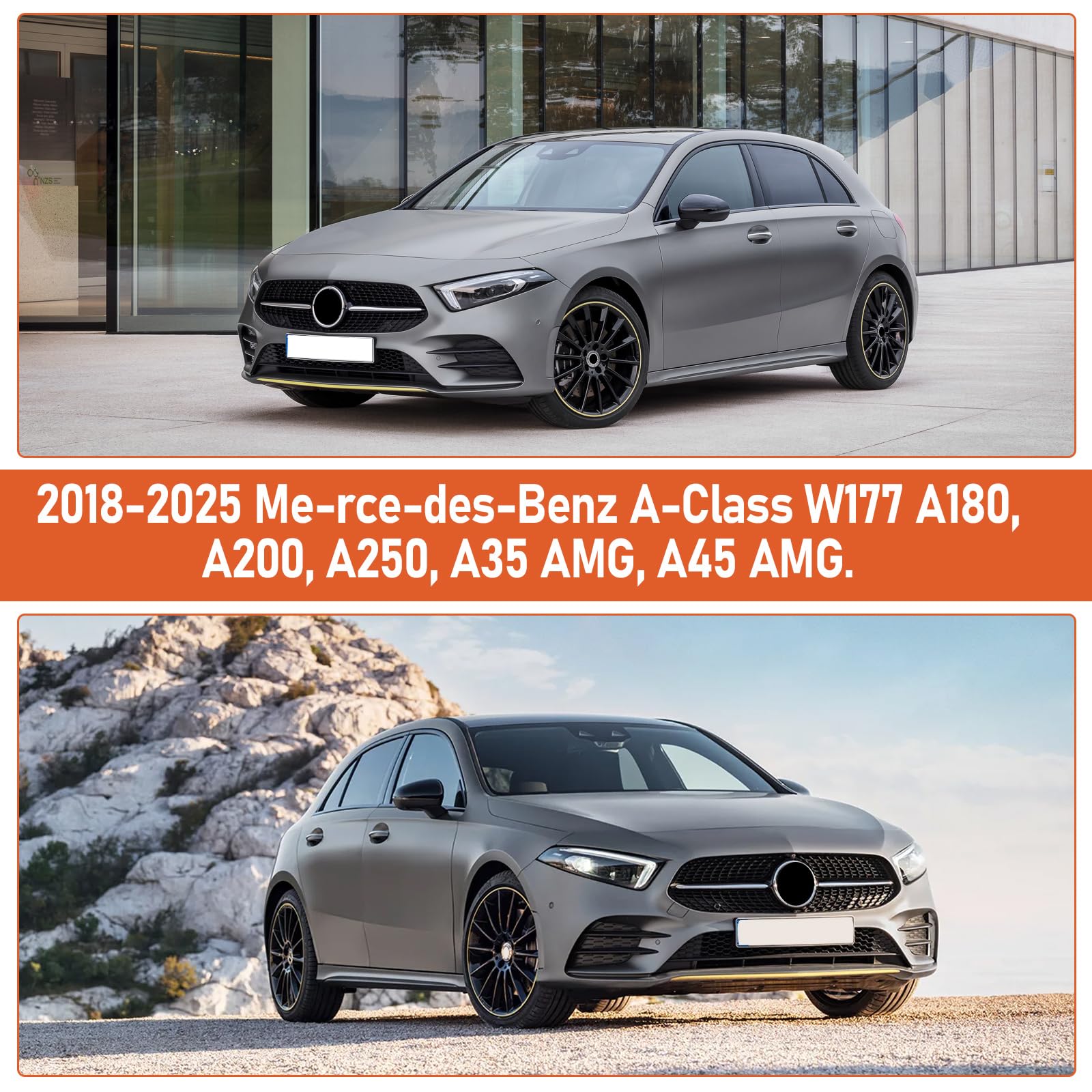 Housse de Voiture imperméable pour Mercedes Benz Classe A 2018-2025, 6 Couches, Protection Contre Le Soleil, la Pluie, Les UV, la poussière, avec Fermeture éclair de Porte, Sangle Coupe-Vent