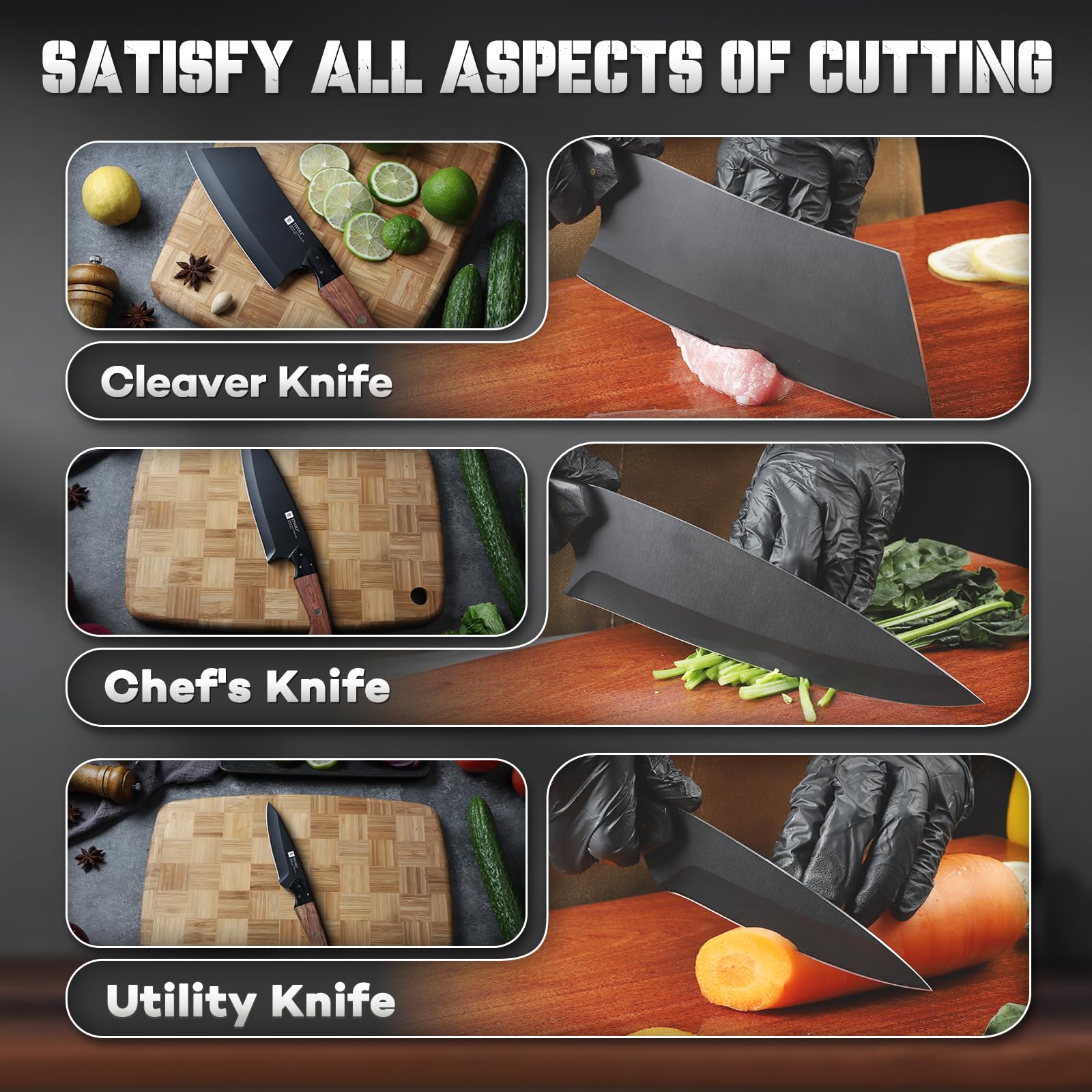 TIVOLI Kitchen Knife Set - 3 Piece Chef's Knife Set -5