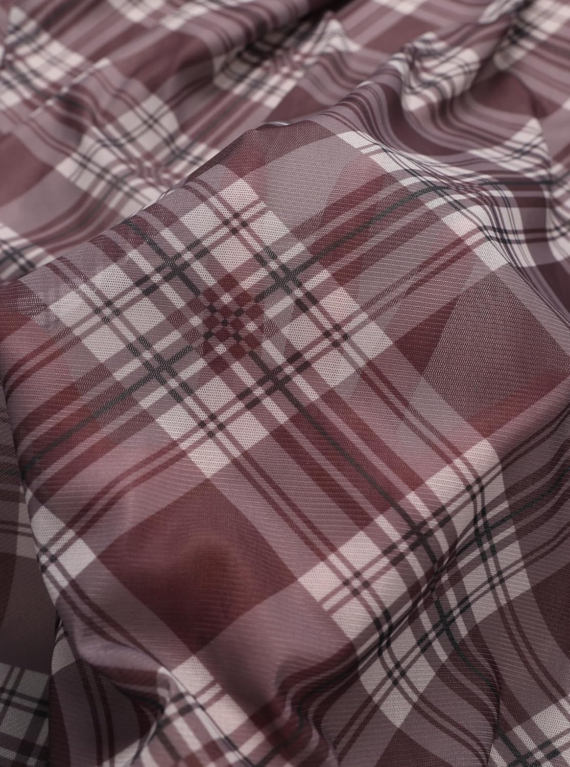 Avanova Women Plaid High Waisted Midi Skirts Mesh Flowy Summer Long Skirts Plaid Brwon X-Large - Image 5