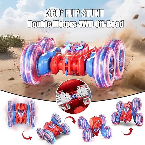 Miniatura 9 de Auto a control remoto, luz divertida para auto a control remoto, 40 minutos de tiempo de juego, 360 vueltas giratorias, autos de acrobacias a