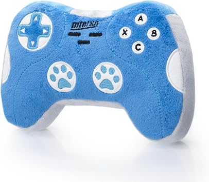 MTERSN Cute Squeaky Dog Toys, Game Controller Plush Toy, Playtime, Blue | Funny Game Dog Toy, Full Crinkle Paper, Little Dog Toys for Dogs, Interactive Play, Birthday Gift, Soft Plushie Design