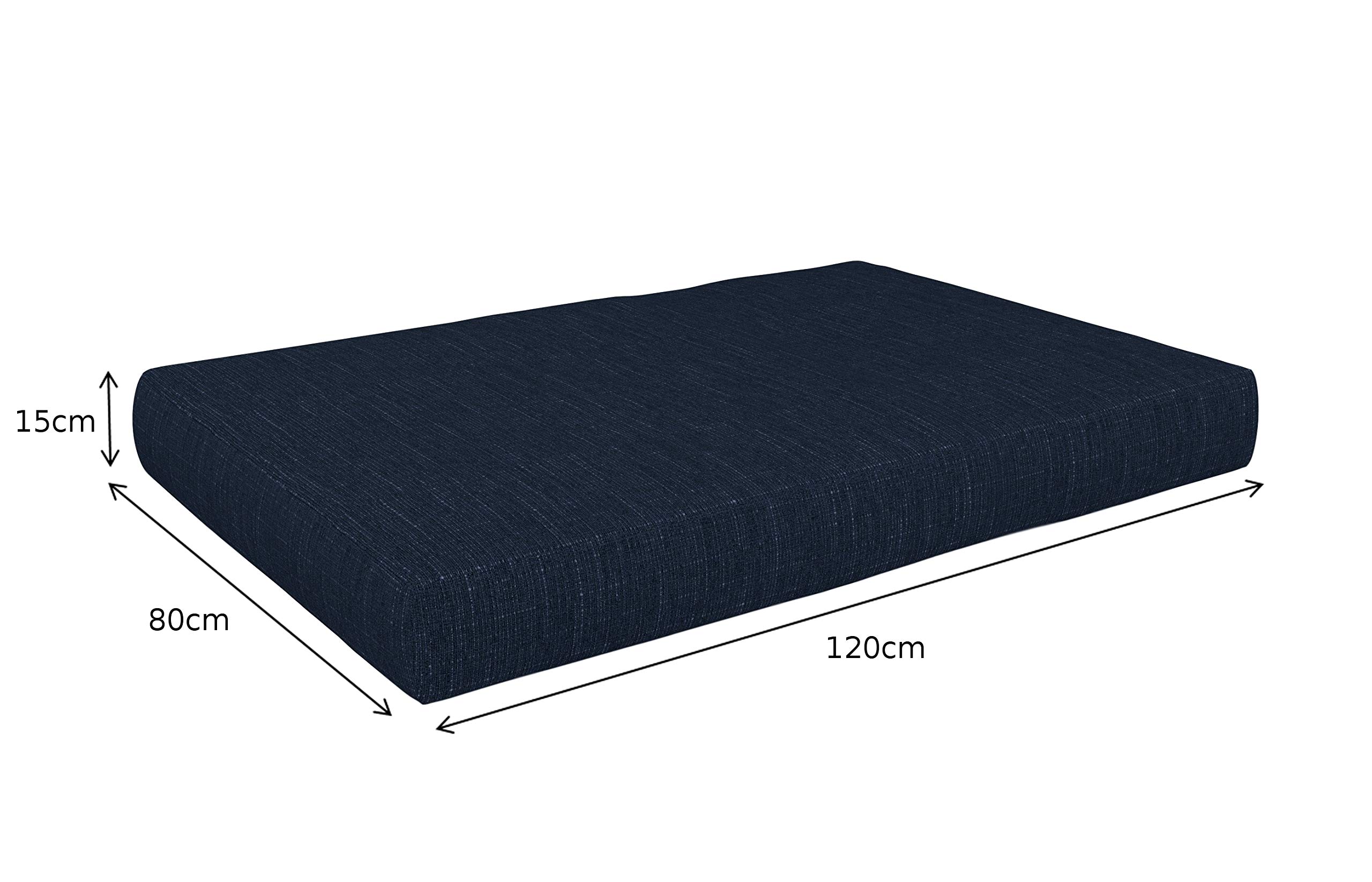 POKAR Euro Pallet Seating Set of 2: 1x seat cushion 120x80cm + 1x back cushion 120x40cm, cold foam, removable covers, Home Garden Furniture DIY, indoor outdoor pillow, without pallets, Beige — view 77