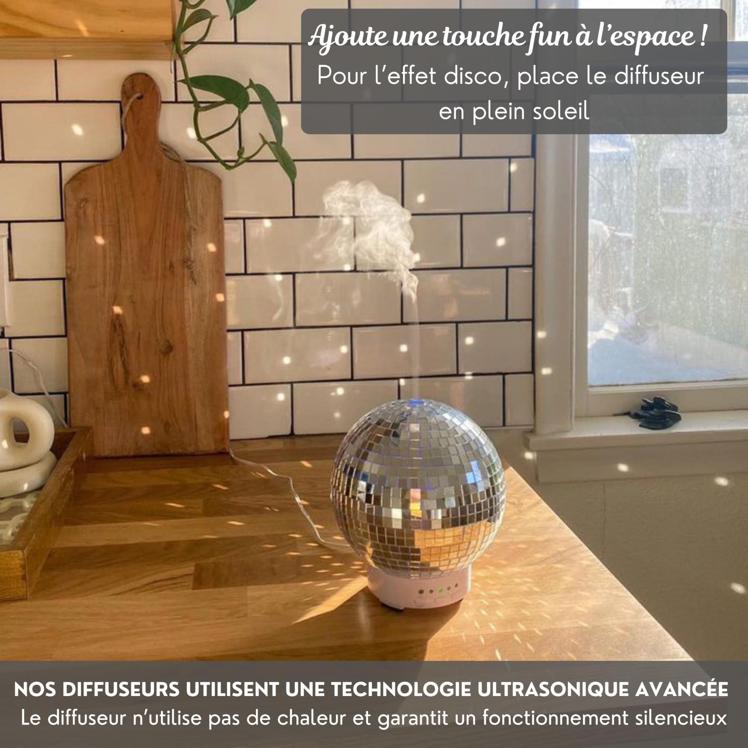 Disco Ball Diffuser Rotatif - Diffuseur d'huiles essentielles en aromathérapie pour la Maison, Le Bureau, Mignonne décoration à Boule Disco | Diffuseur 100 ML