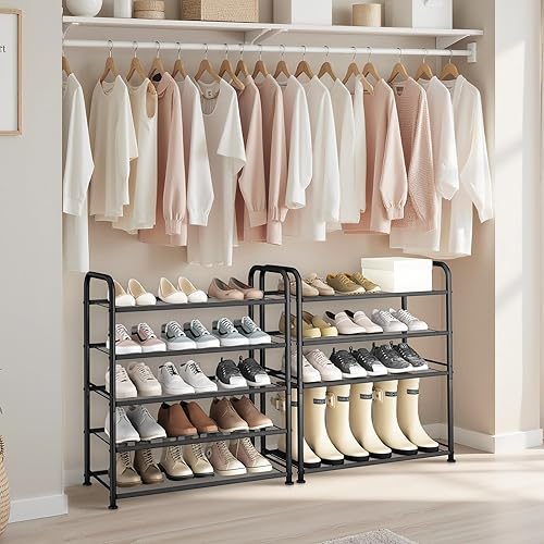 Miniatura 2 de STO STO Zapatero de 5 niveles con estantes de malla resistente, organizador de zapatos de metal resistente para entrada, armario, garaje, puerta