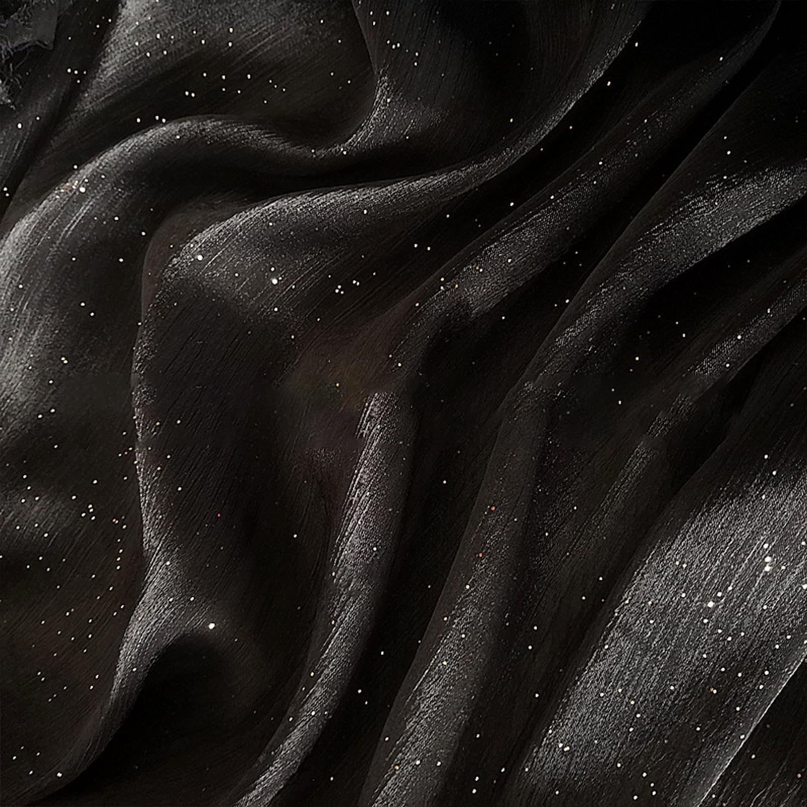 Organza Lace Voile Fabric, Organza Iridescent Tulle Gauze Lace Voile Sequin Bronzing Fabric Multicolor 1.5x1M(Black)