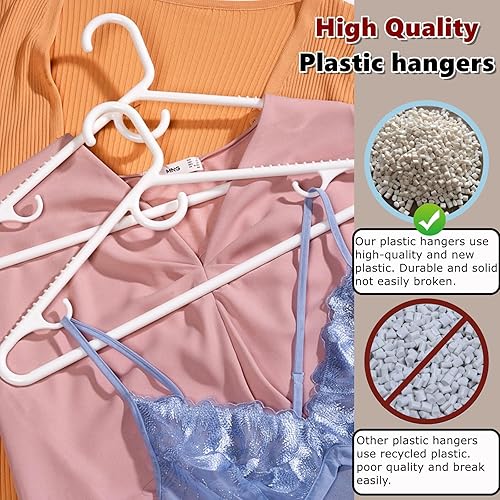 Miniatura 6 de Amber Home Paquete de 36 perchas de plástico súper resistentes, perchas de plástico blanco antideslizantes para abrigos, chaquetas y camisas, barra
