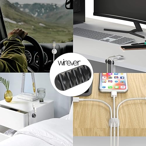 Miniatura 6 de Wirever Clips de cables para organización de cables, paquete de 24 soportes organizadores de cables para gestión de cables, organizador de cables