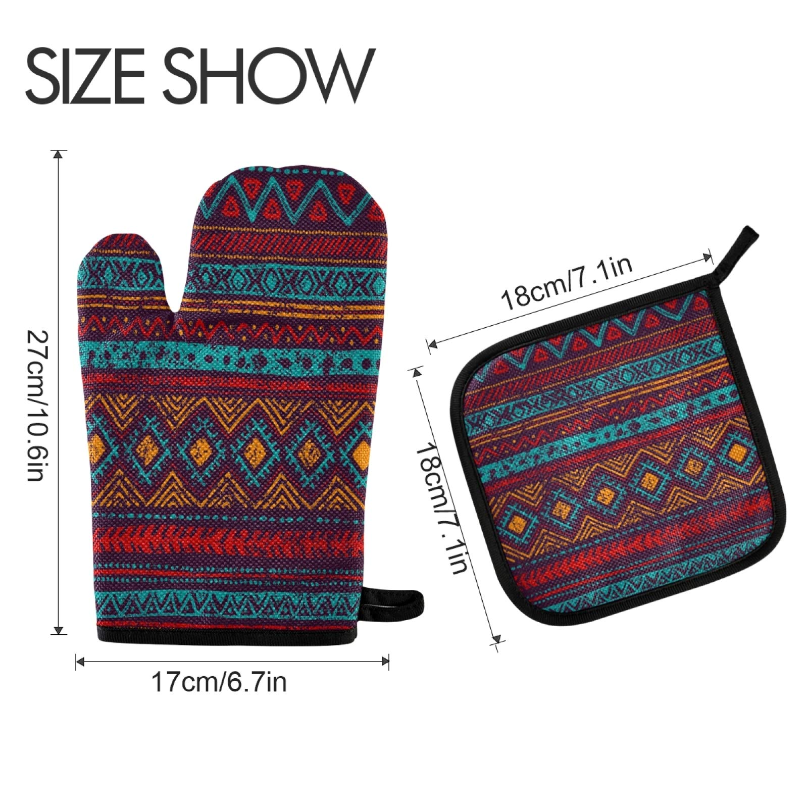 TropicalLife OOWOW - Set di guanti da forno e presine con motivo a quadrifoglio di San Patrizio, rustico, a pagamento, fodera in cotone, resistente al calore, ideale per cucinare e grigliare