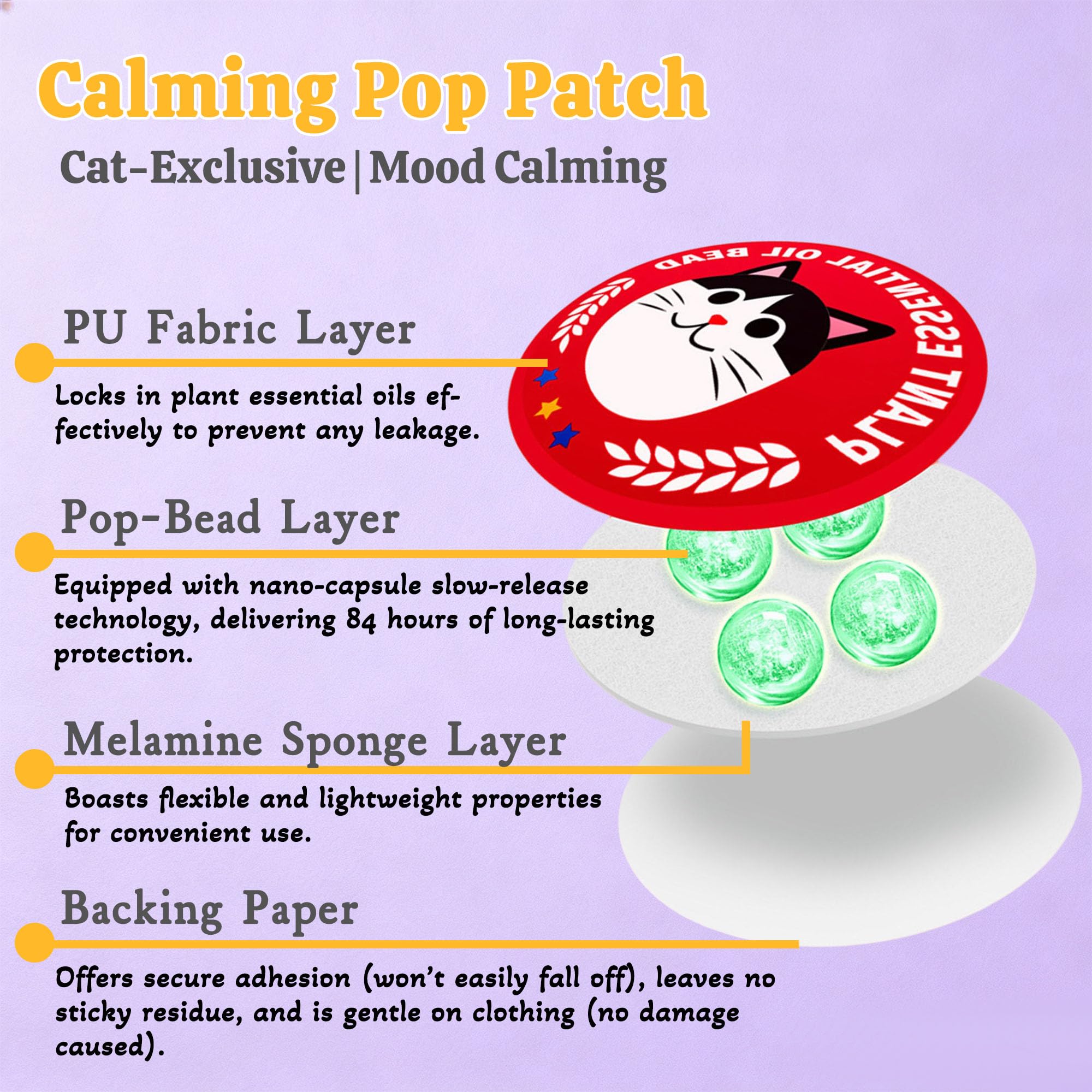 xcivi Pop Patch for Cat Calming Diffuser, Cat Anxiety Relief Stress Reduction, Cat Calming Pheromones Help Anxiety, Enhanced Calming, Cat Calming Patches for Travel, Car & Home Use - image 2