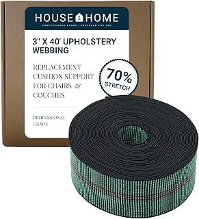 House2Home Webbing for Lawn Chairs and Furniture, Upholstery Webbing to Repair Couch Supports for Sagging Cushions, 3 Inch Wide by 40 Foot Roll 70% Stretch Elastic Chair Webbing Replacement