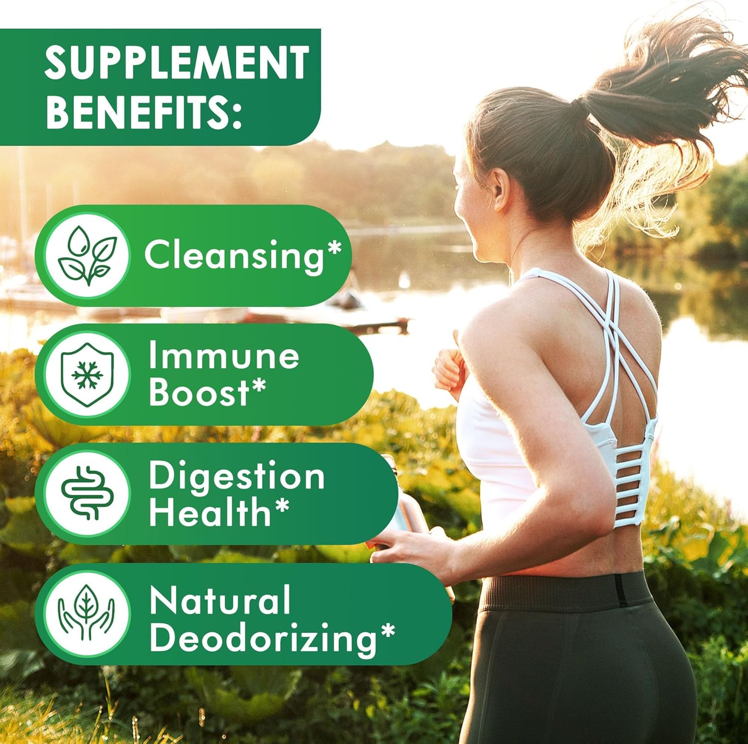 Chlorophyll Capsules 1500mg -Concentrated Natural Energy Boost for Body Deodorizing, Internal Cleanse, Skin Health - Sodium Copper Chlorophyllin,120 Vegan Capsules - Image 2