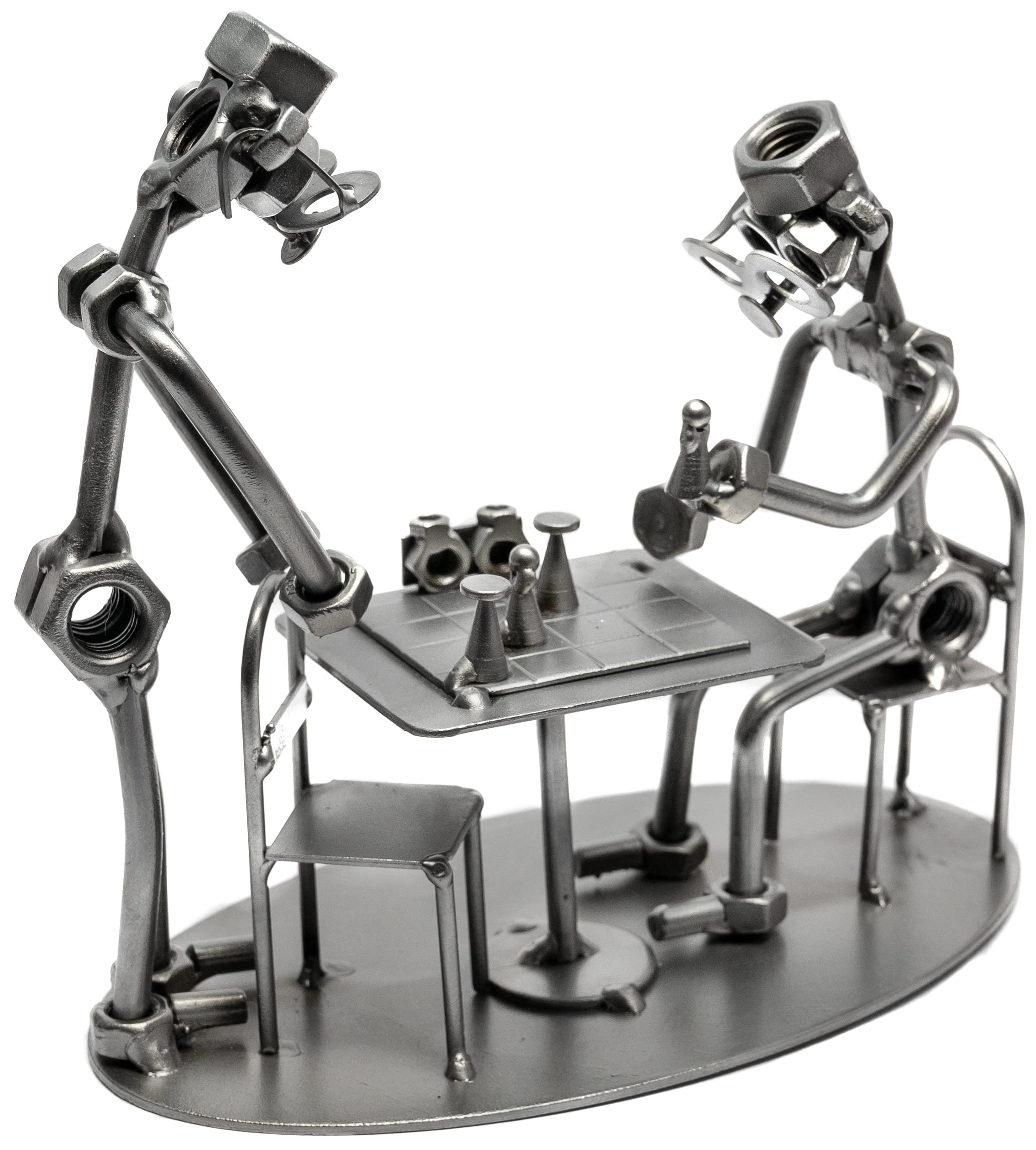STEEMO Schraubenmännchen Schachspieler Schach Geschenk Metall-Deko 18x10x17 cm