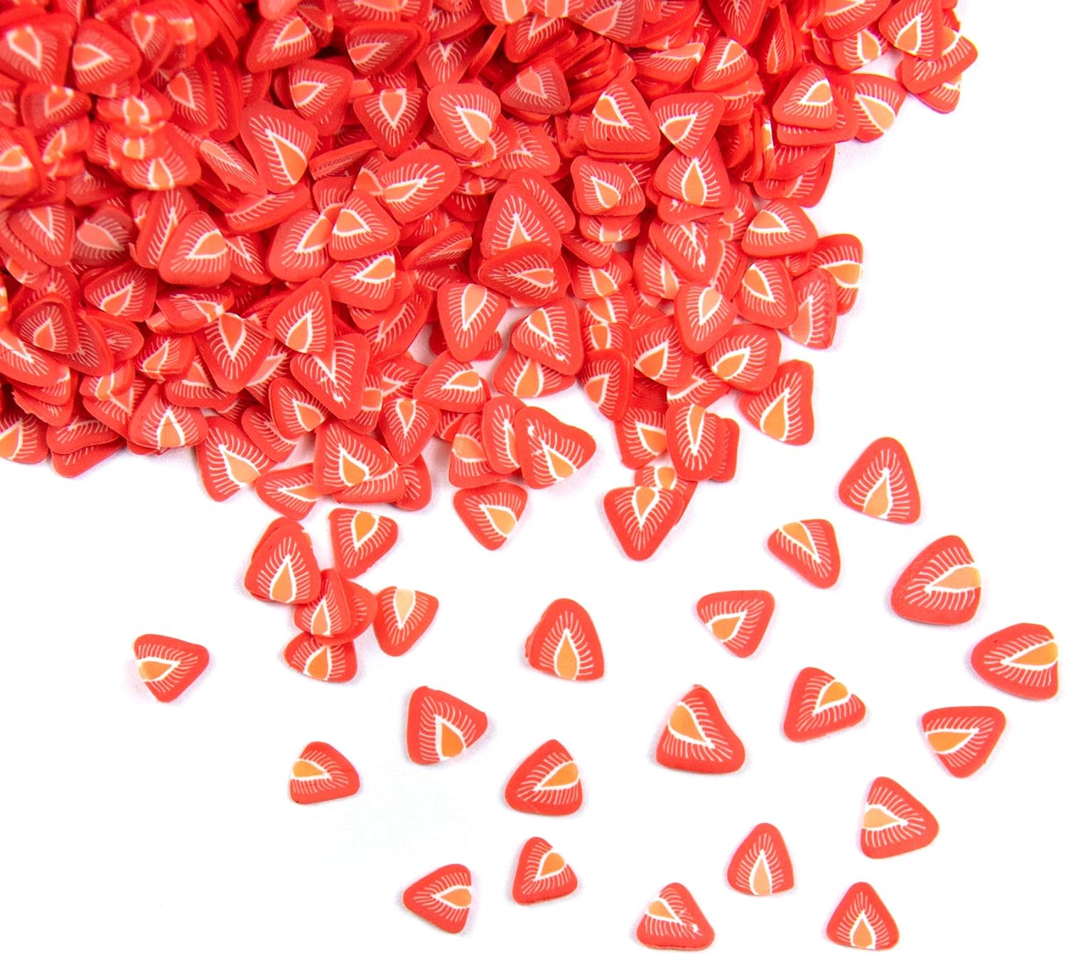 AUEAR, 100g Nail Art Decoration Strawberry Slices Cute 3D Fruit Slime Tiny Stickers Charms Bulk Resin Polymer Clay DIY Tips Mud Particles for Scrapbook Phone Case Supplies Miniature Fairy Garden Home