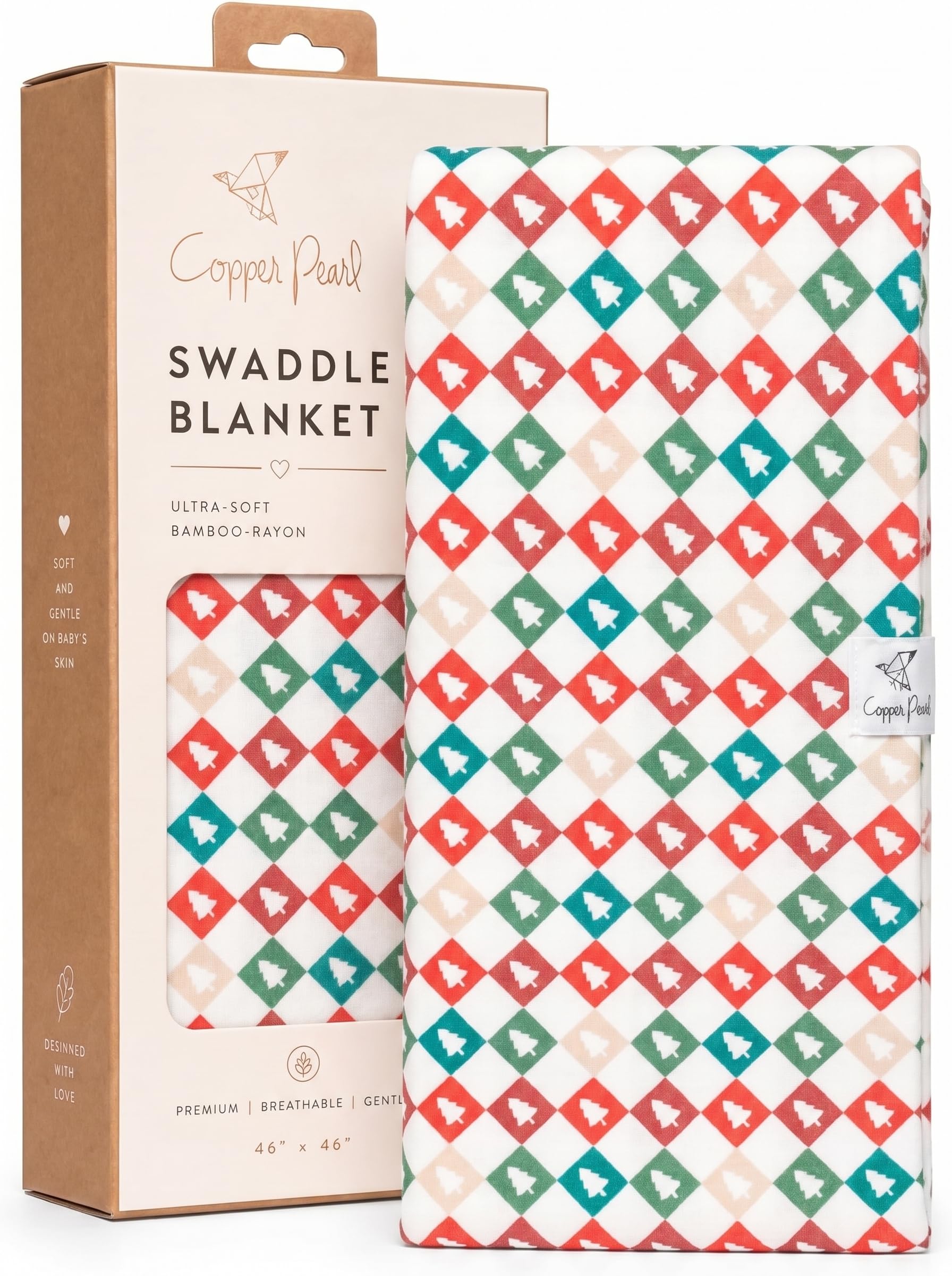 Copper Pearl Swaddle Blankets for Newborns | Soft Stretchy Receiving Blankets for Boys and Girls | Large 46 x 46 Inch Baby Blankets | Lightweight and Breathable Swaddles | Fraser