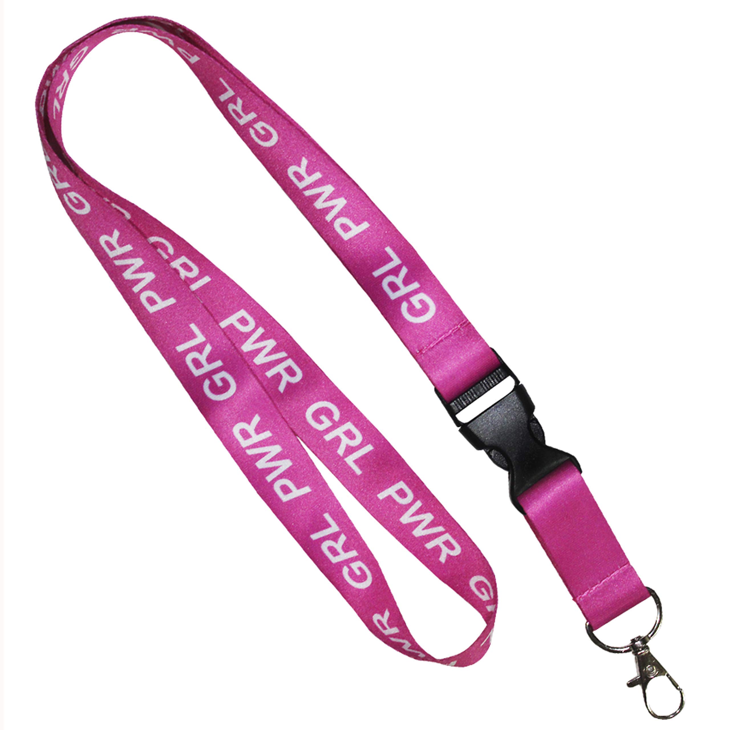 Pink Lanyard Strap Premium Quality with Metal Clasp with Detachable Buckle, Quick Release, Safety Lanyard, for ID Badges, Keychain, Cute Lanyard, Womens Day Lanyard, GRL PWR