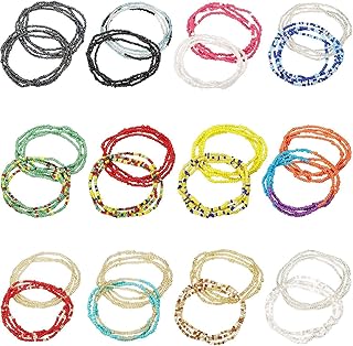 Norme 24 Pieces Waist Bead Chains Summer Body Jewelry Colorful Waist Belly Beads African Body Chains Elastic Bikini Jewelry for Women and Girls, 12 Styles