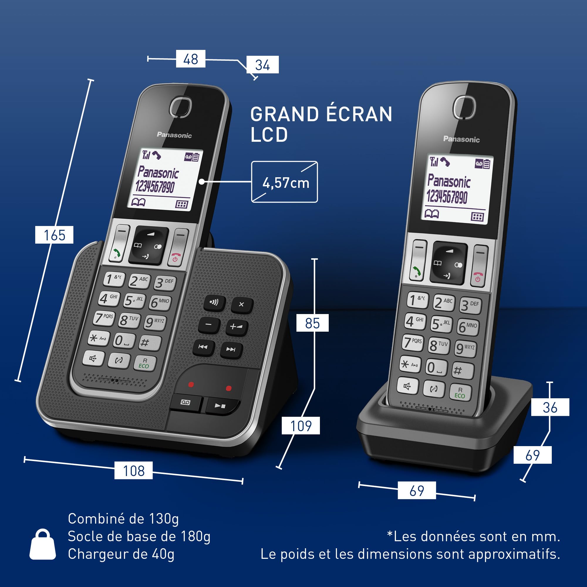 Téléphone Sans Fil Panasonic Duo DECT Blanc – Modèle KX-TGC422 Avec Répondeur