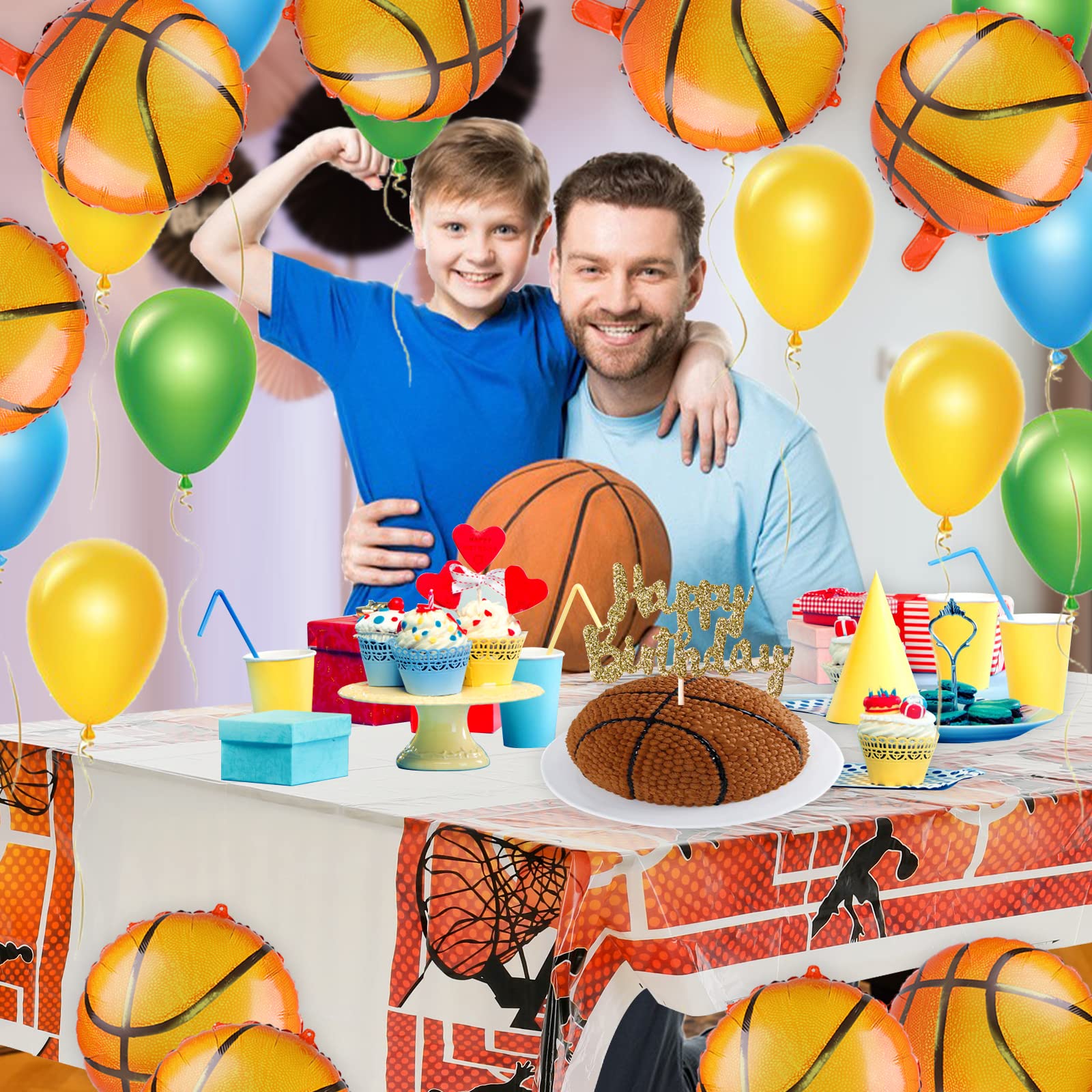 Tovaglie A Tema Basket - Set Di 3 Tovaglie Decorative Per Feste E Compleanni Con Stampa Campo Da Basket - Foto 9