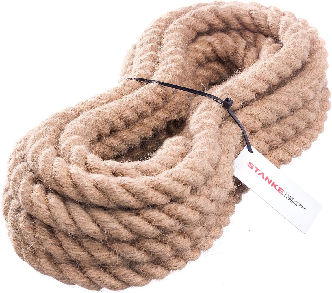 Seilwerk STANKE Natural Jute Rope Arts Crafts Materials Durable String for Various Applications 10 m (32 ft.) 22 mm