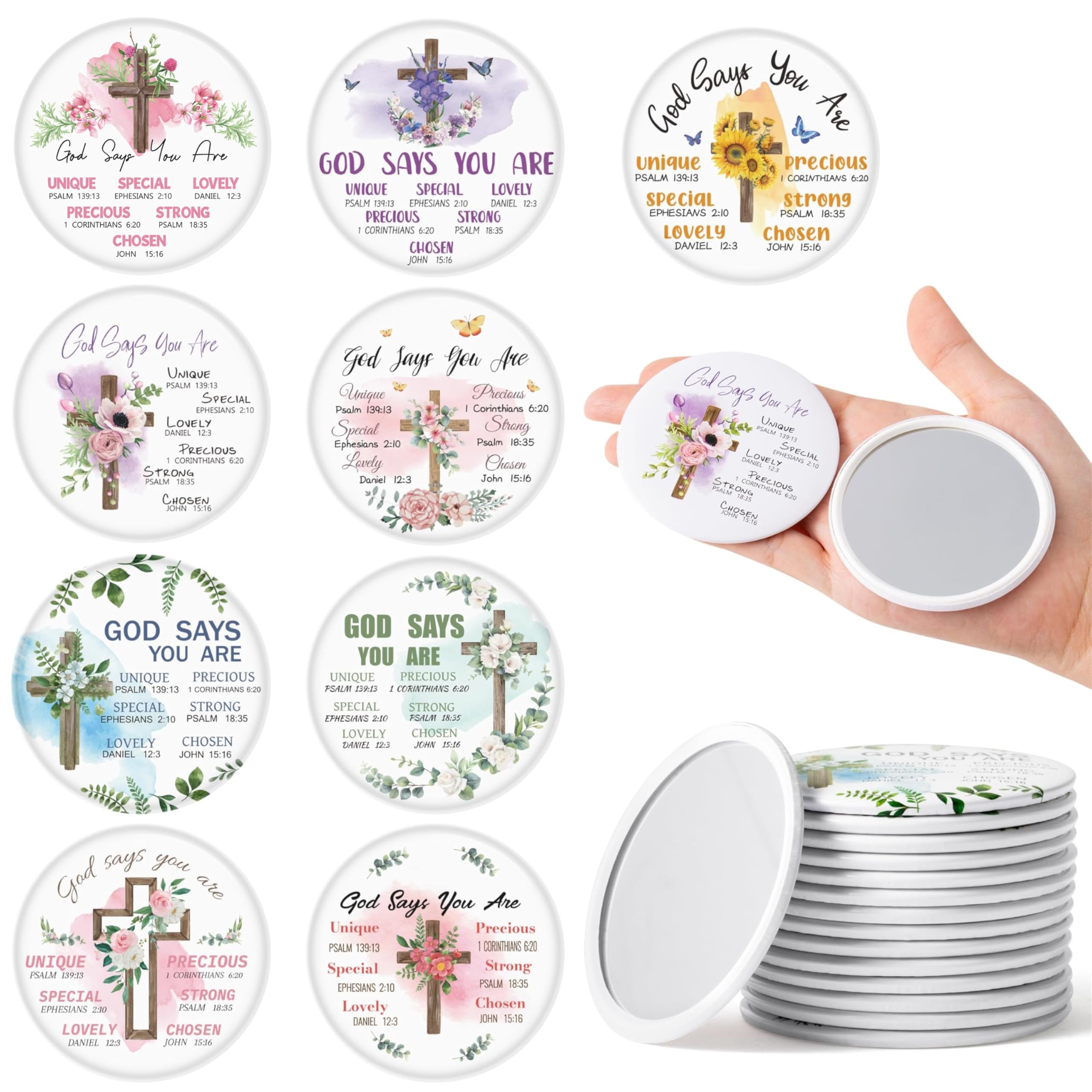 Y1tvei Christian Gifts Compact Mirror, 36 Pack